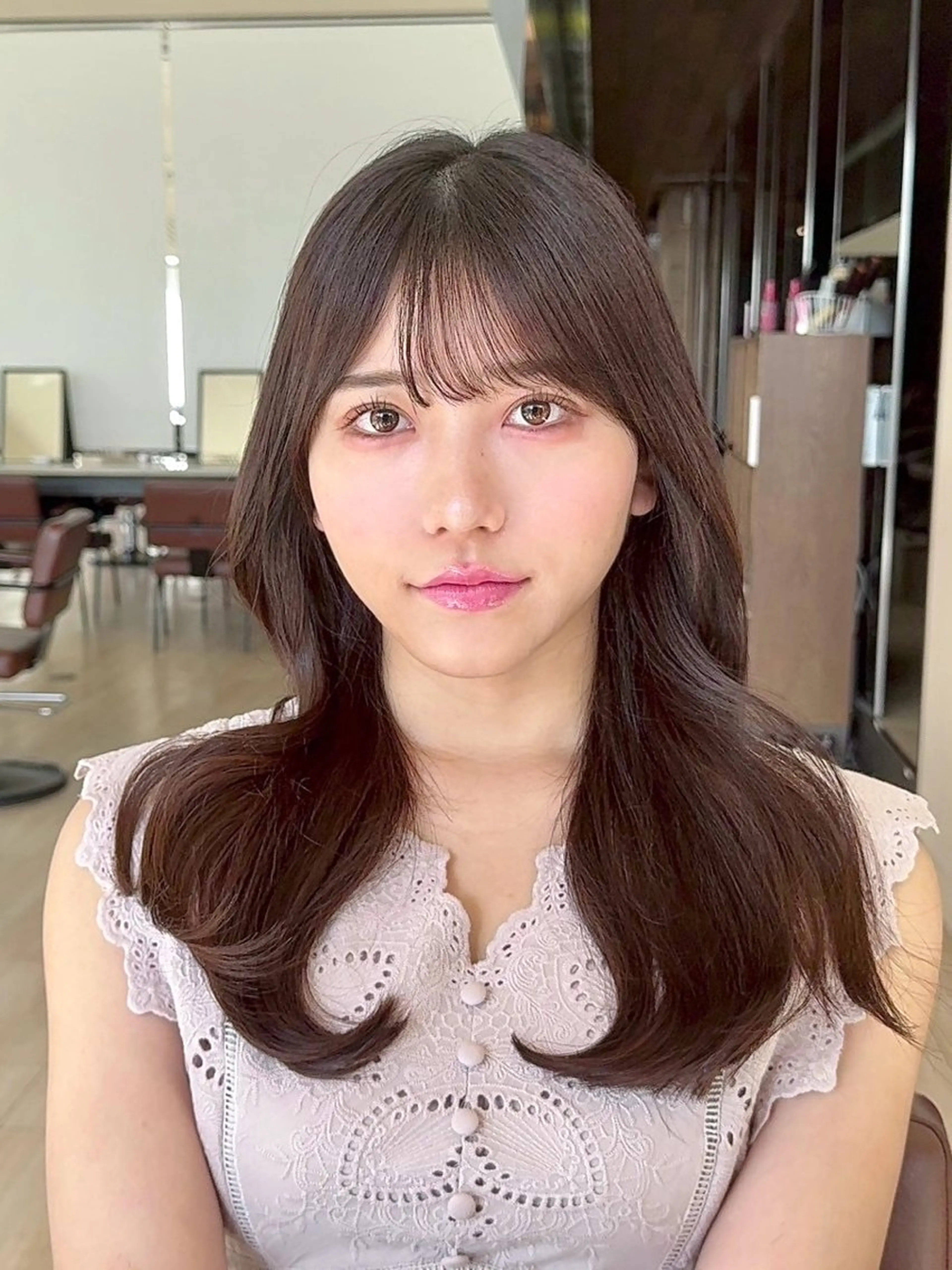 ミディアム カラー ヘアアレンジ カット ヘアカラー トリートメント 最小顔周りカット/ くびれヘア/窪田洸希のヘアスタイル