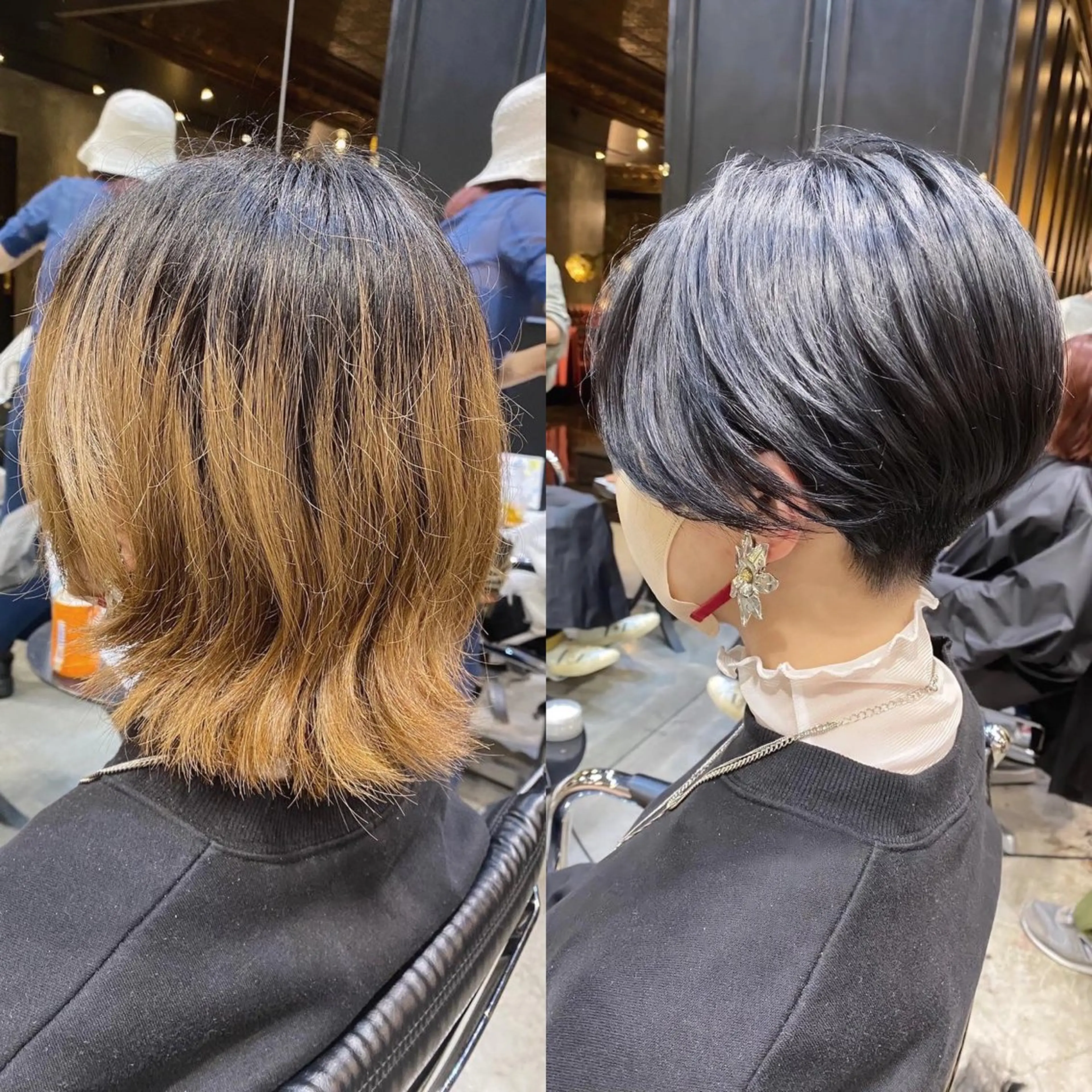 ショート カラー 黒髪 ブルーカラー ブルーブラック ショートヘア カット ヘアカラー トリートメント 透明感カラー🌿 グレージュ🐺陽介のヘアスタイル