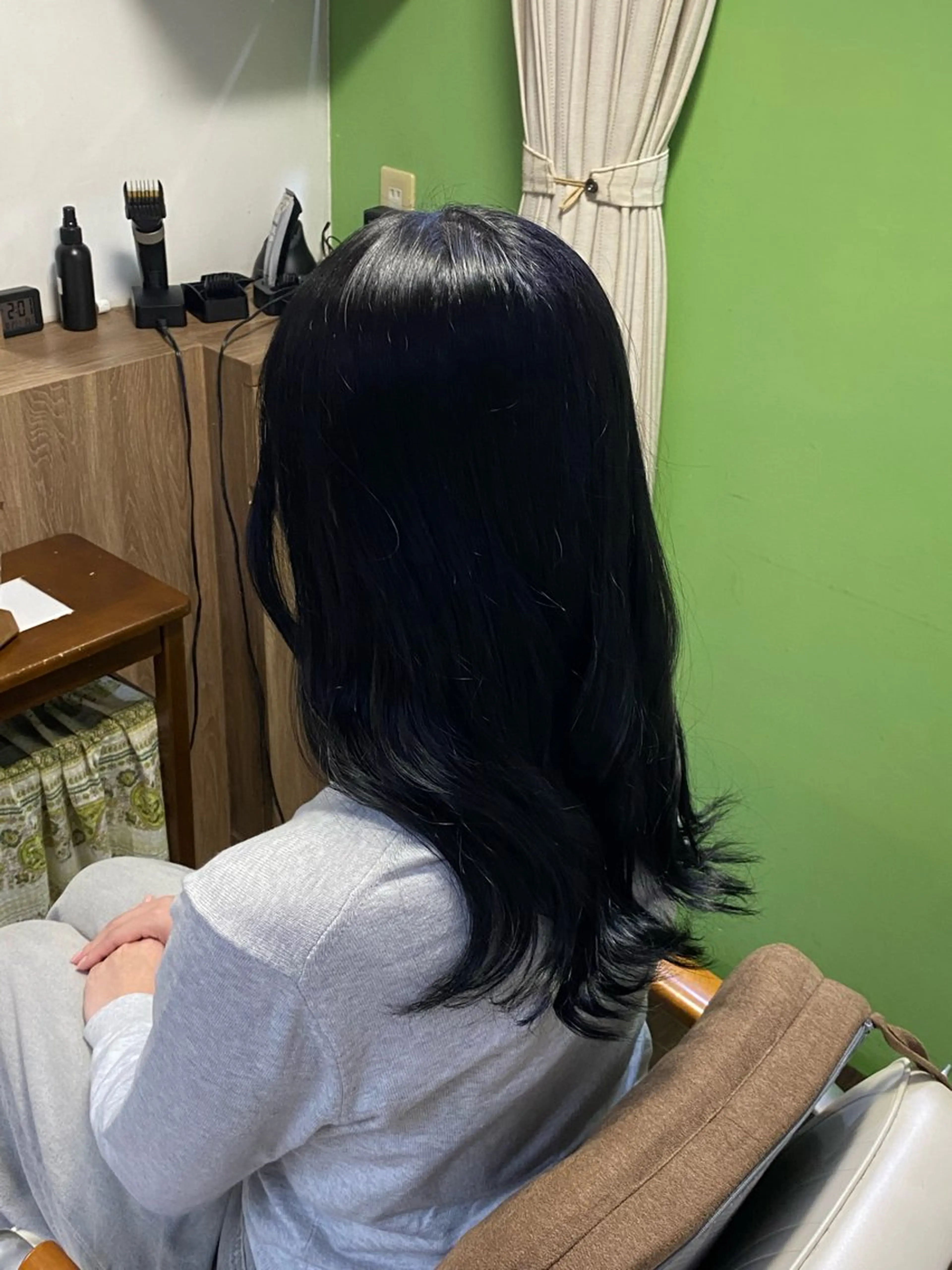 ロング カラー ヘアアレンジ 黒髪 ブルーカラー ブルーブラック メンズ特化 エシカル　松原大将のヘアスタイル