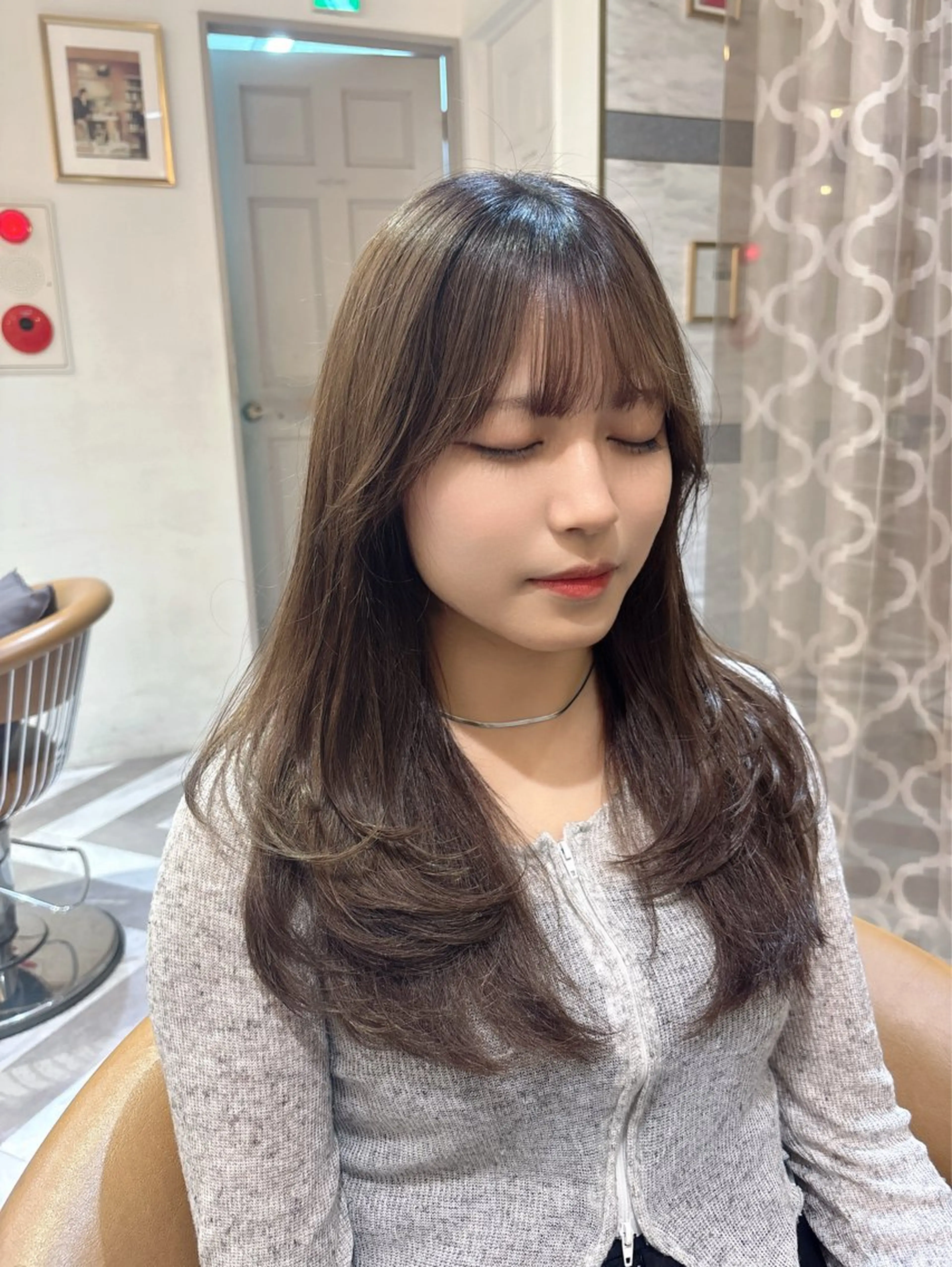 ロング カット ヘアカラー ❤︎韓国レイヤー/透 明感カラー/目黒のヘアスタイル