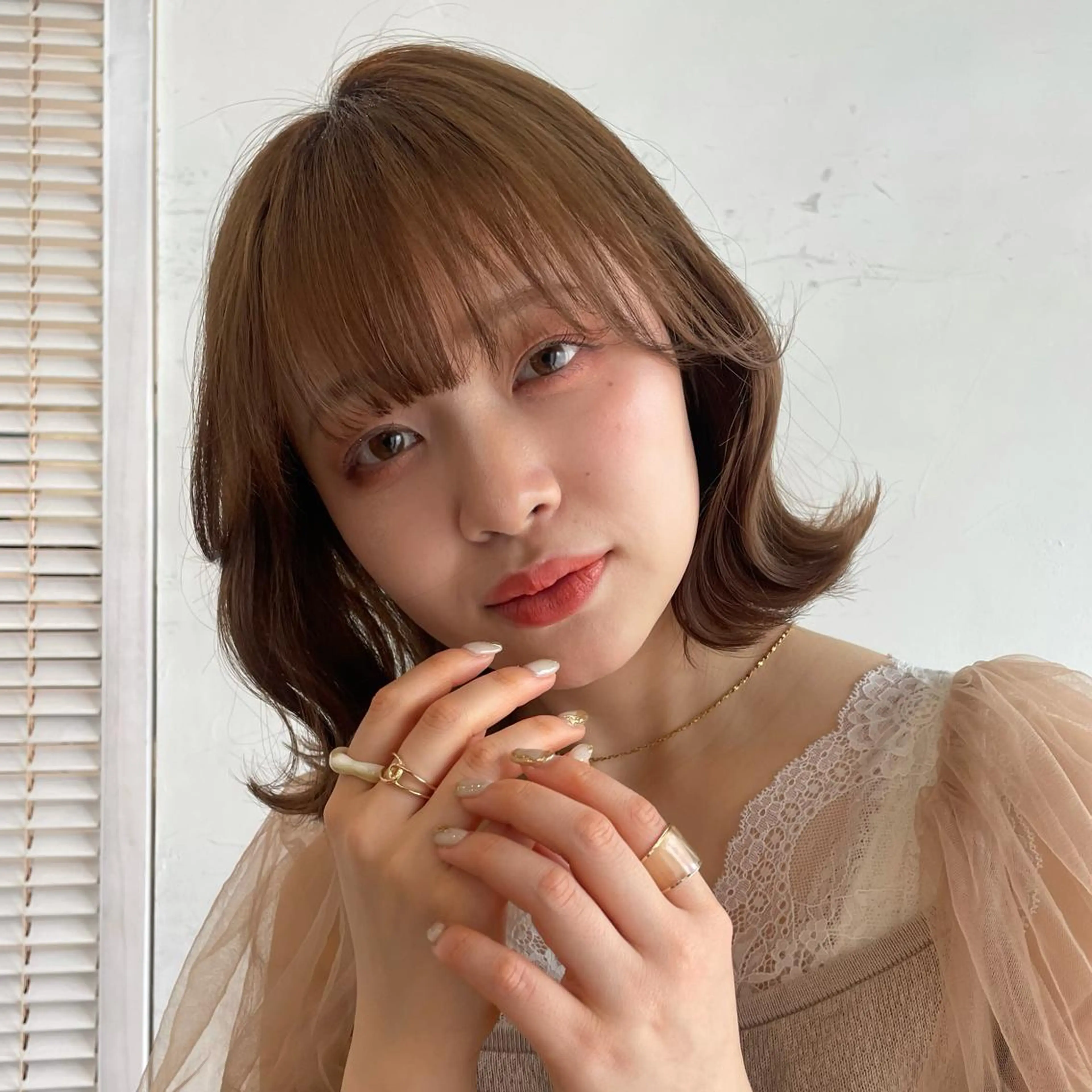 カラー ベージュカラー ボブ 🍒ばばみさき 🍒のヘアスタイル