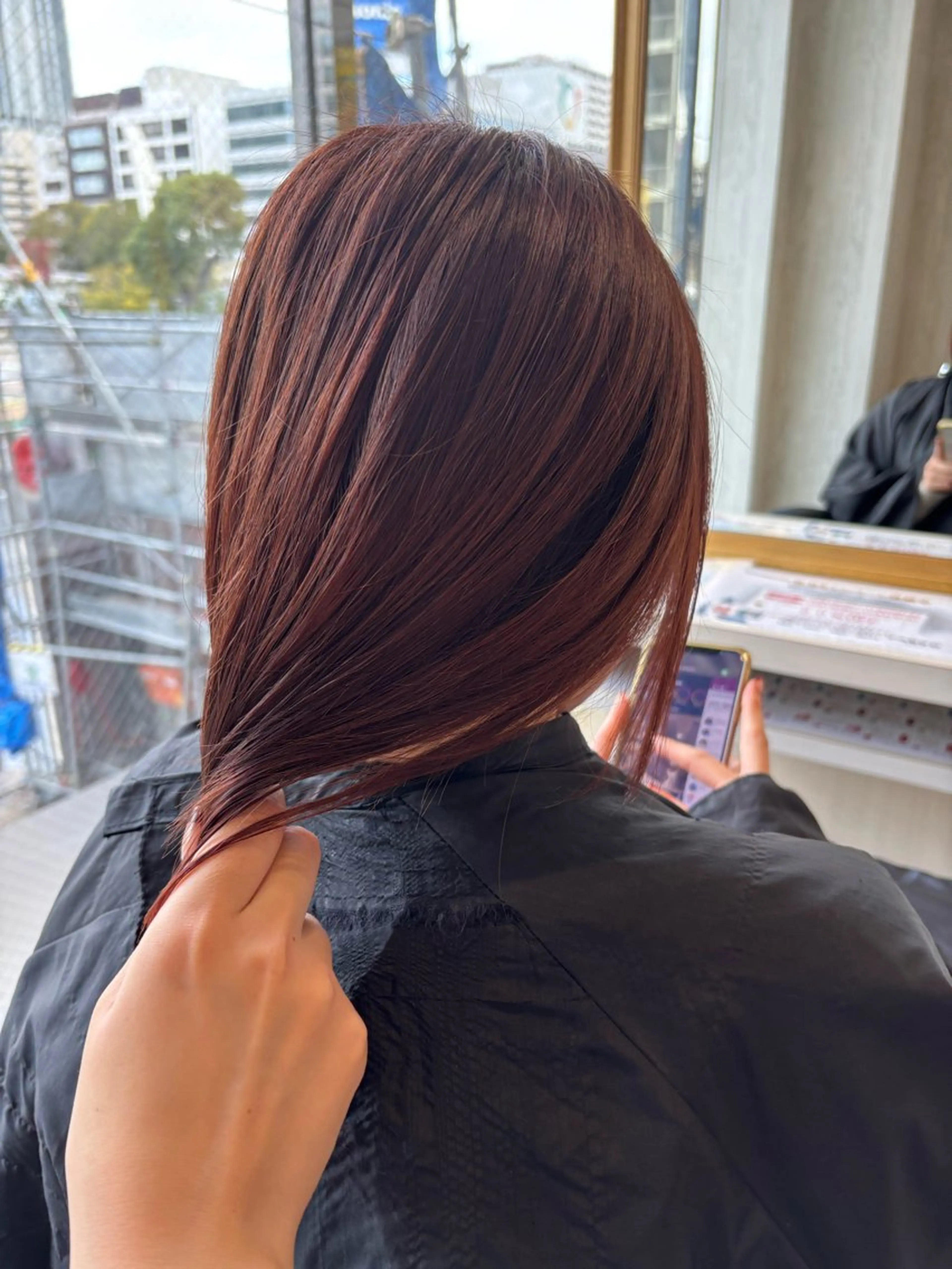 ミディアム カラー ヘアカラー トリートメント yui🥀/ボブ /暖色/レディースのヘアスタイル