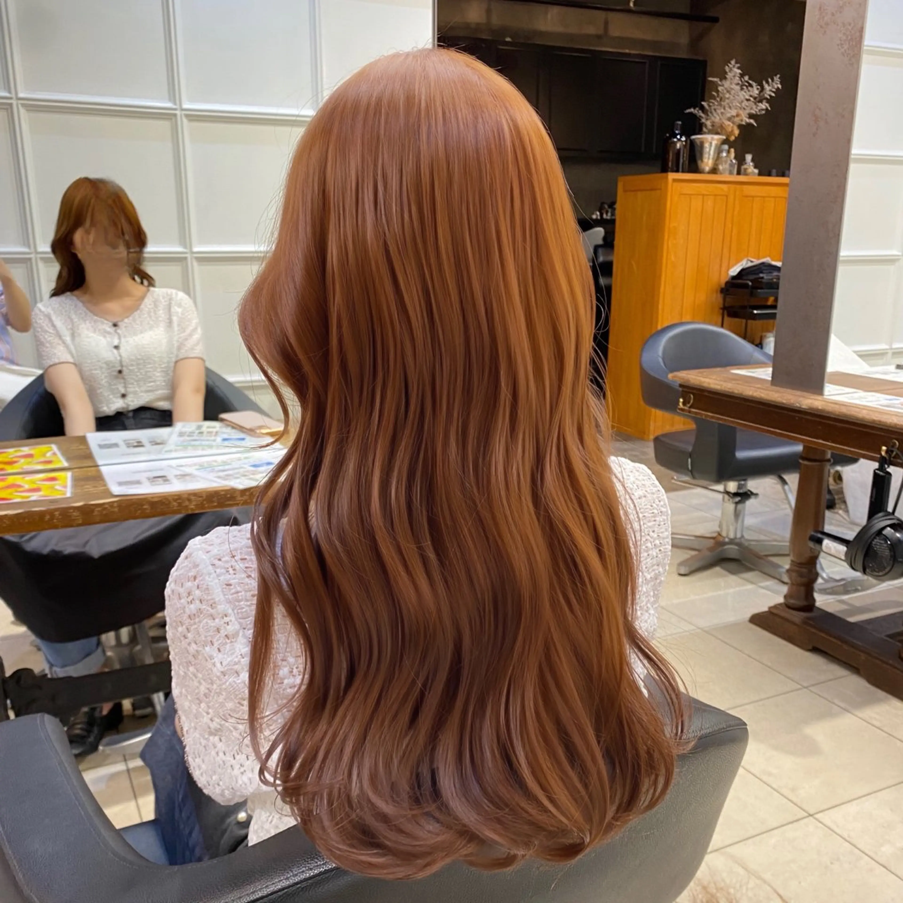 セミロング カラー ブリーチ ブラウンカラー ダブルカラー ブリーチなしカラー オレンジ カット ヘアカラー ブリーチなしダブル カラー🧸🐺陽介のヘアスタイル