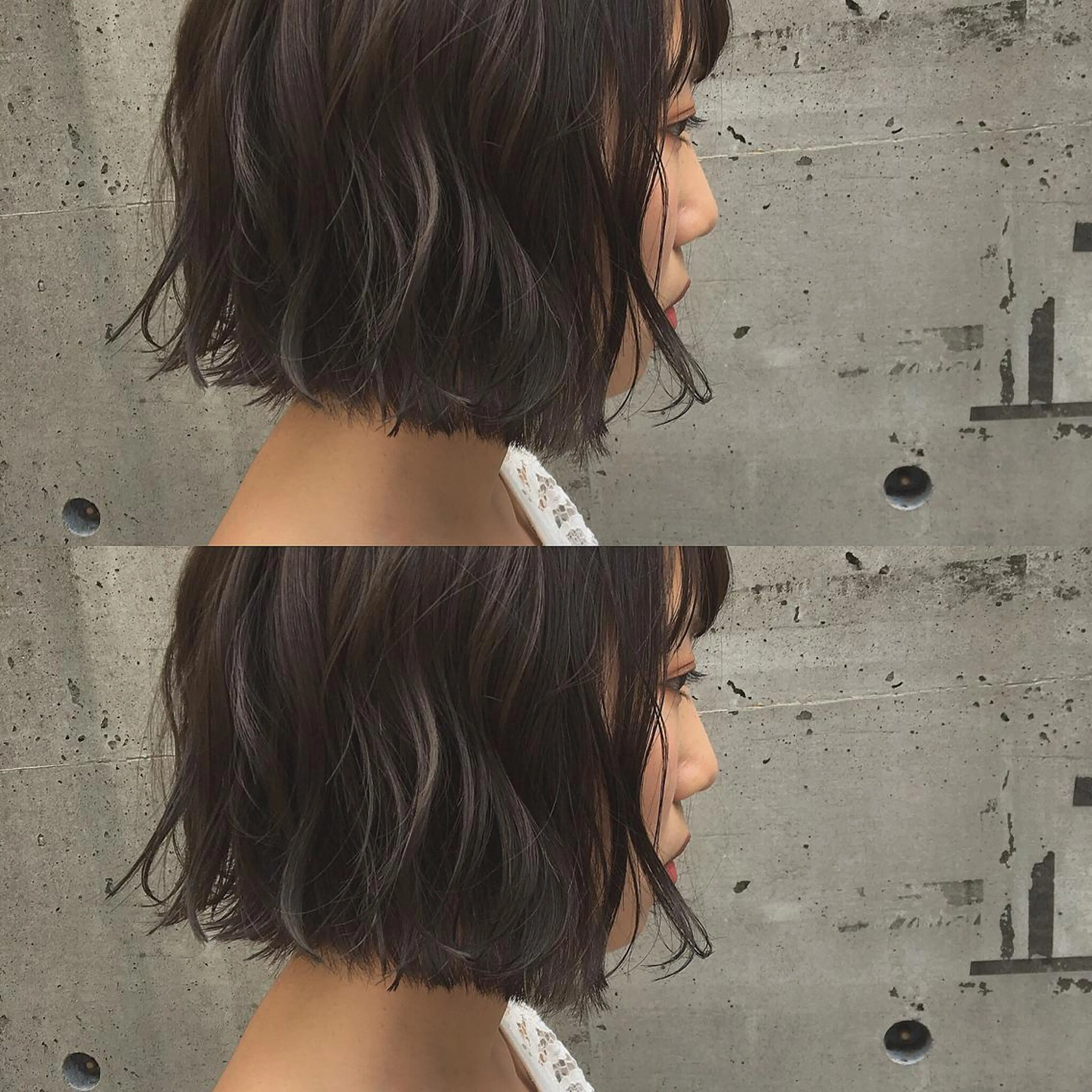 ミディアム カラー 切りっぱなしボブ グレージュ ボブ emme MIHO♡のヘアスタイル