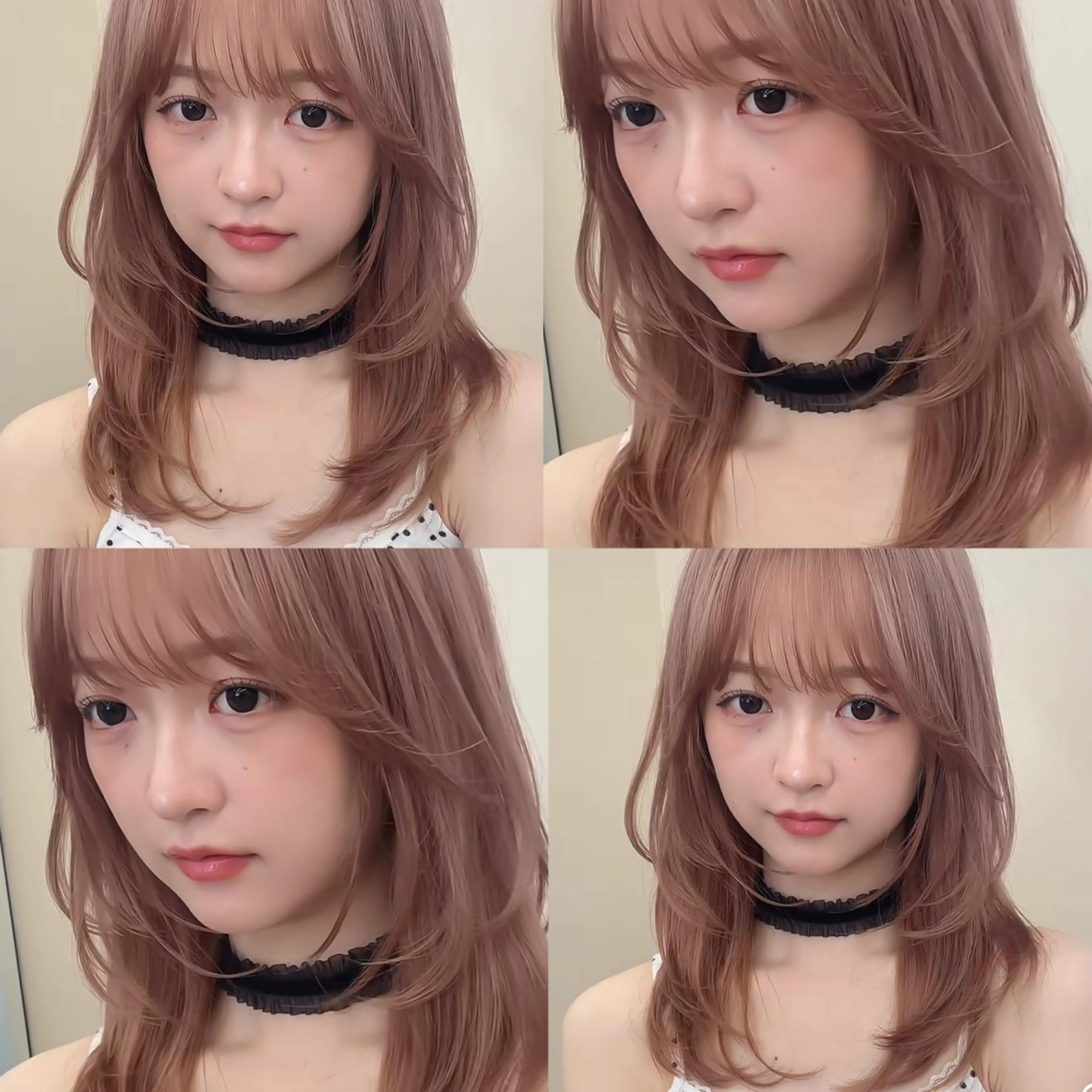 ミディアム カラー ベージュカラー ブリーチ ピンクカラー ピンクベージュ 表参道/レイヤー/暖 色/Ｗカラー/小春のヘアスタイル