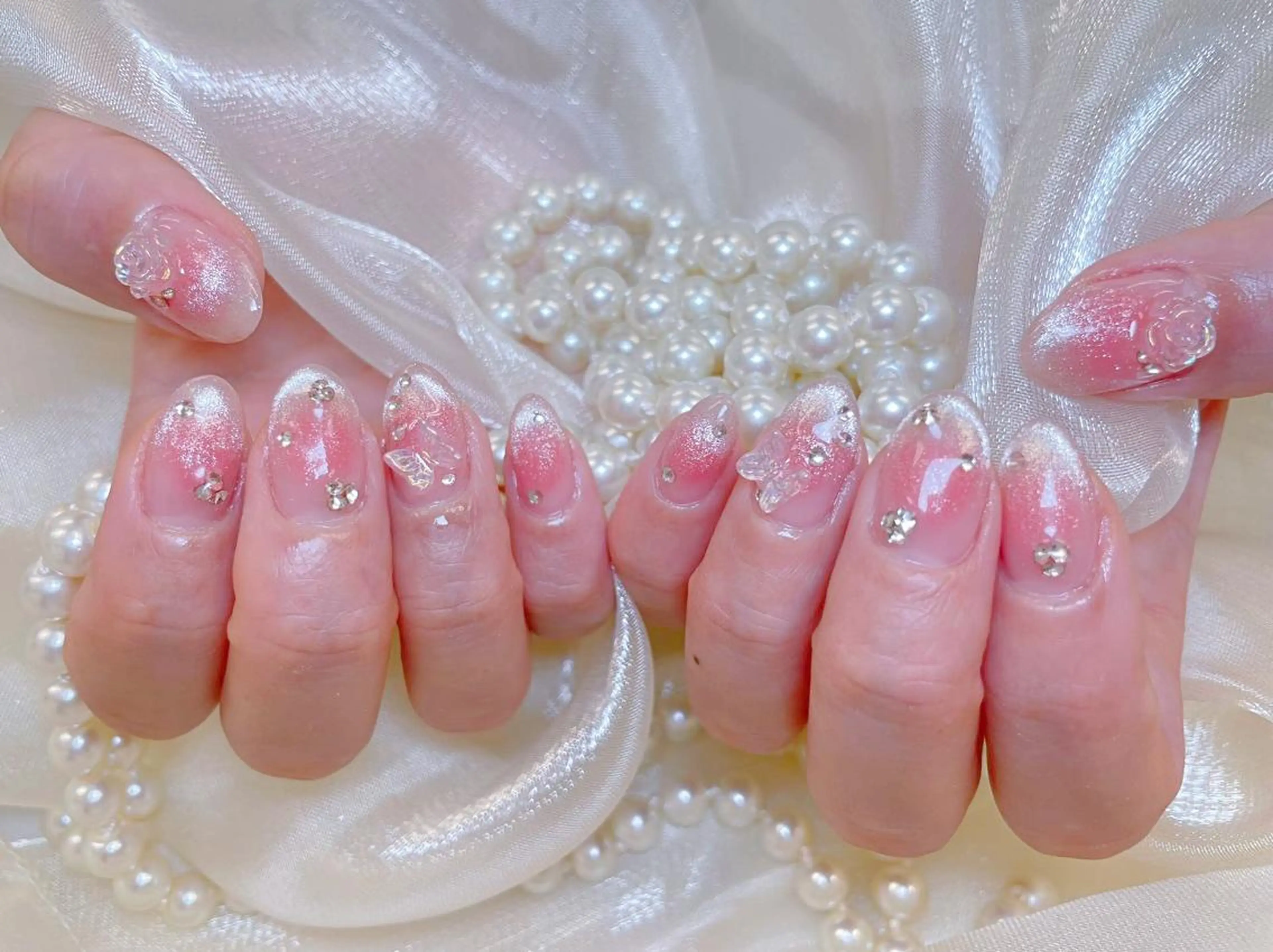 ネイル アートネイル 韓国ネイル 水色 ロングネイル スカルプネイル ハンドネイル 🎀Nail新宿店 Aliceのネイルデザイン