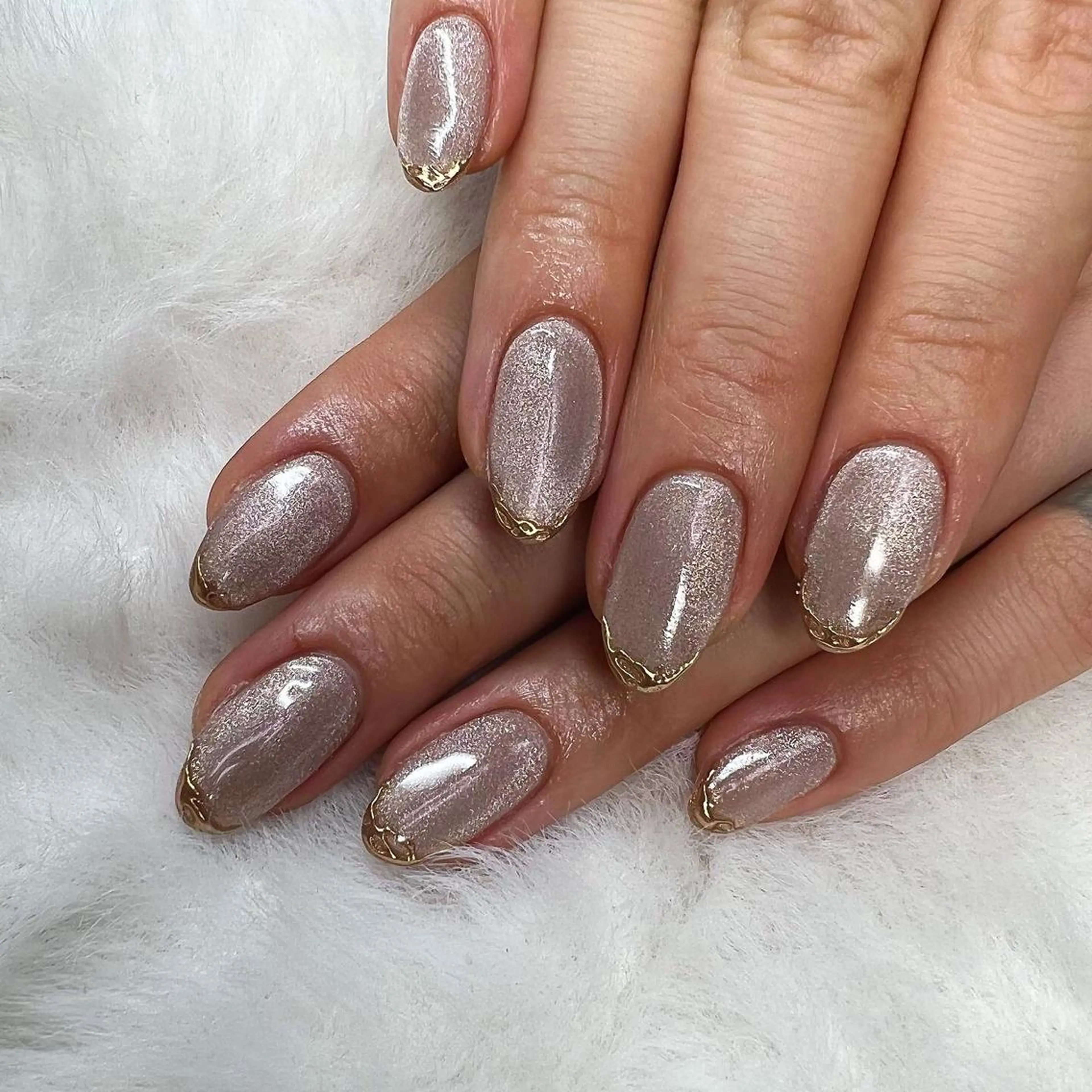 ショート ネイル フレンチネイル ミラーネイル ハンドネイル nail salon azuのネイルデザイン