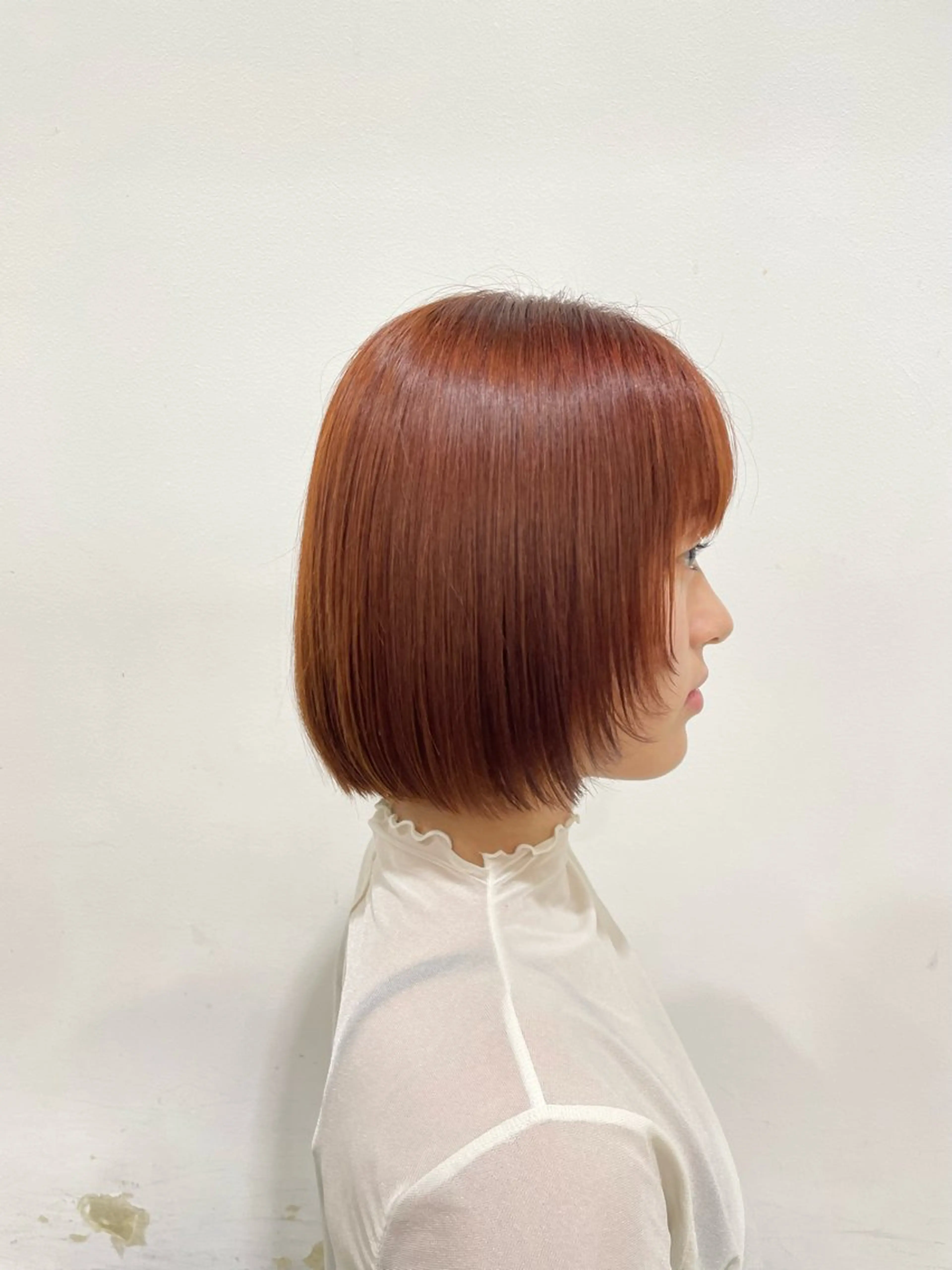 ミディアム オレンジブラウン ハギワラ ミナコのヘアスタイル