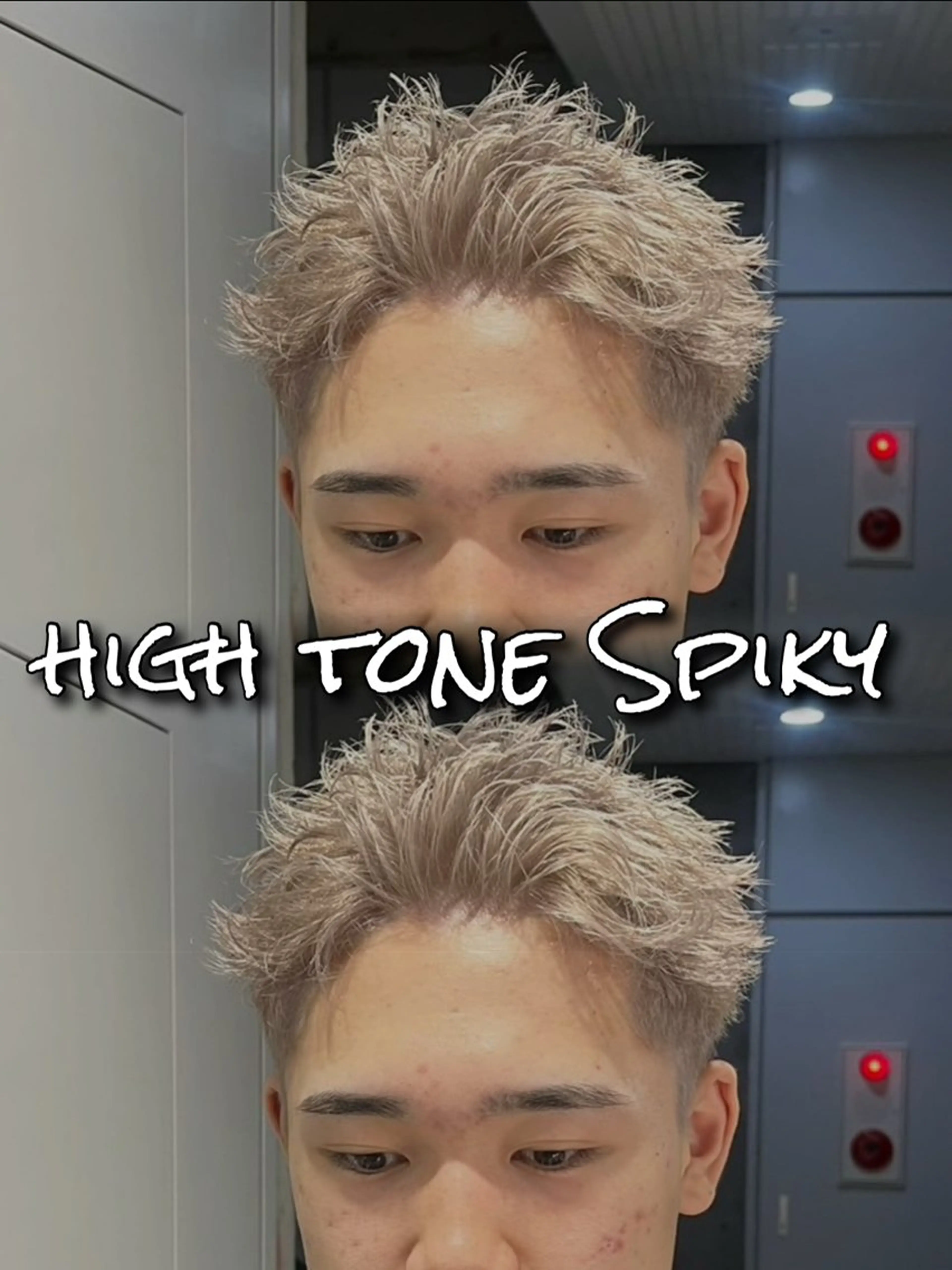 ショート カラー メンズ 波巻きパーマ 朝崎倭斗のヘアスタイル