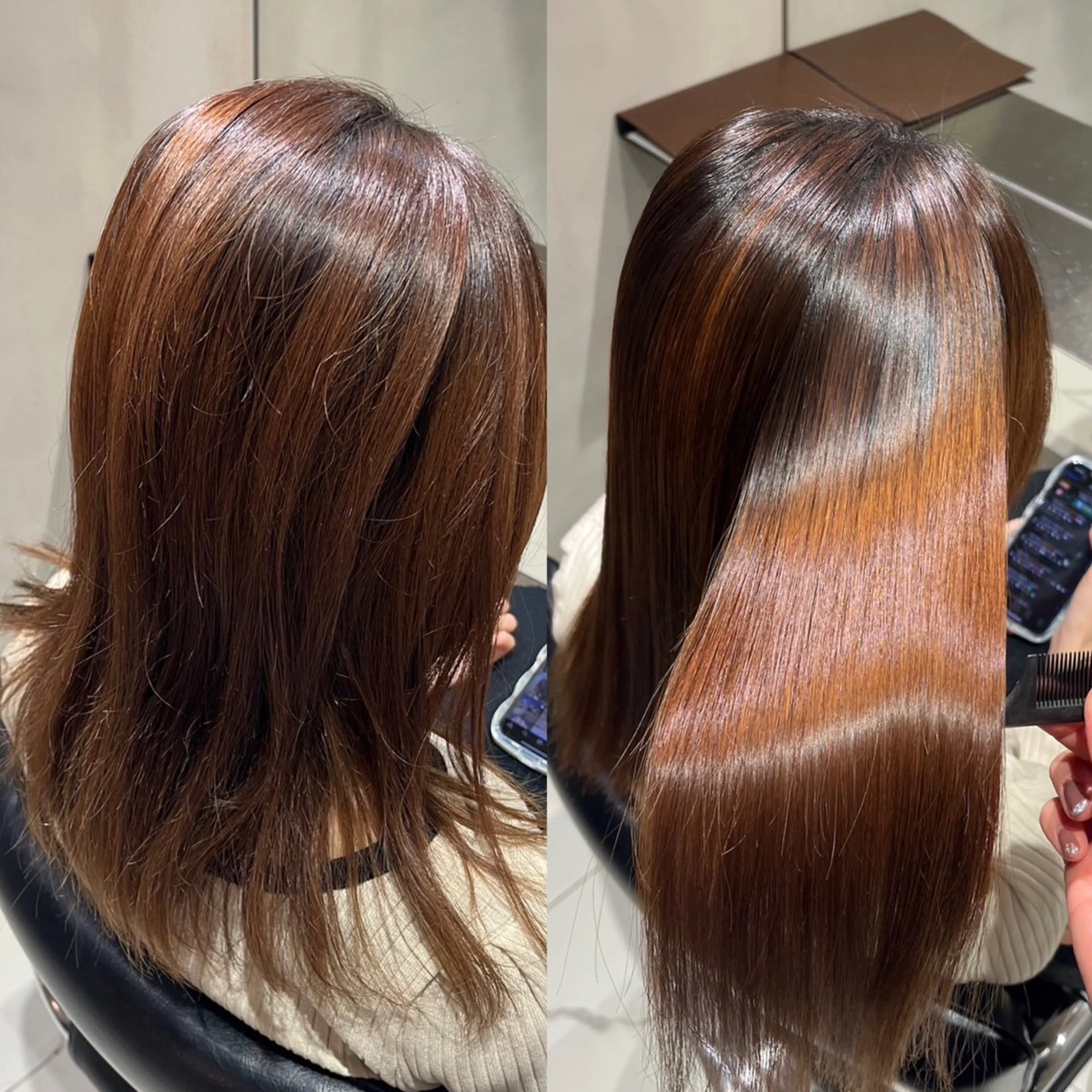 セミロング パーマ ゆあ♡ 髪質改善×美髪矯正のヘアスタイル