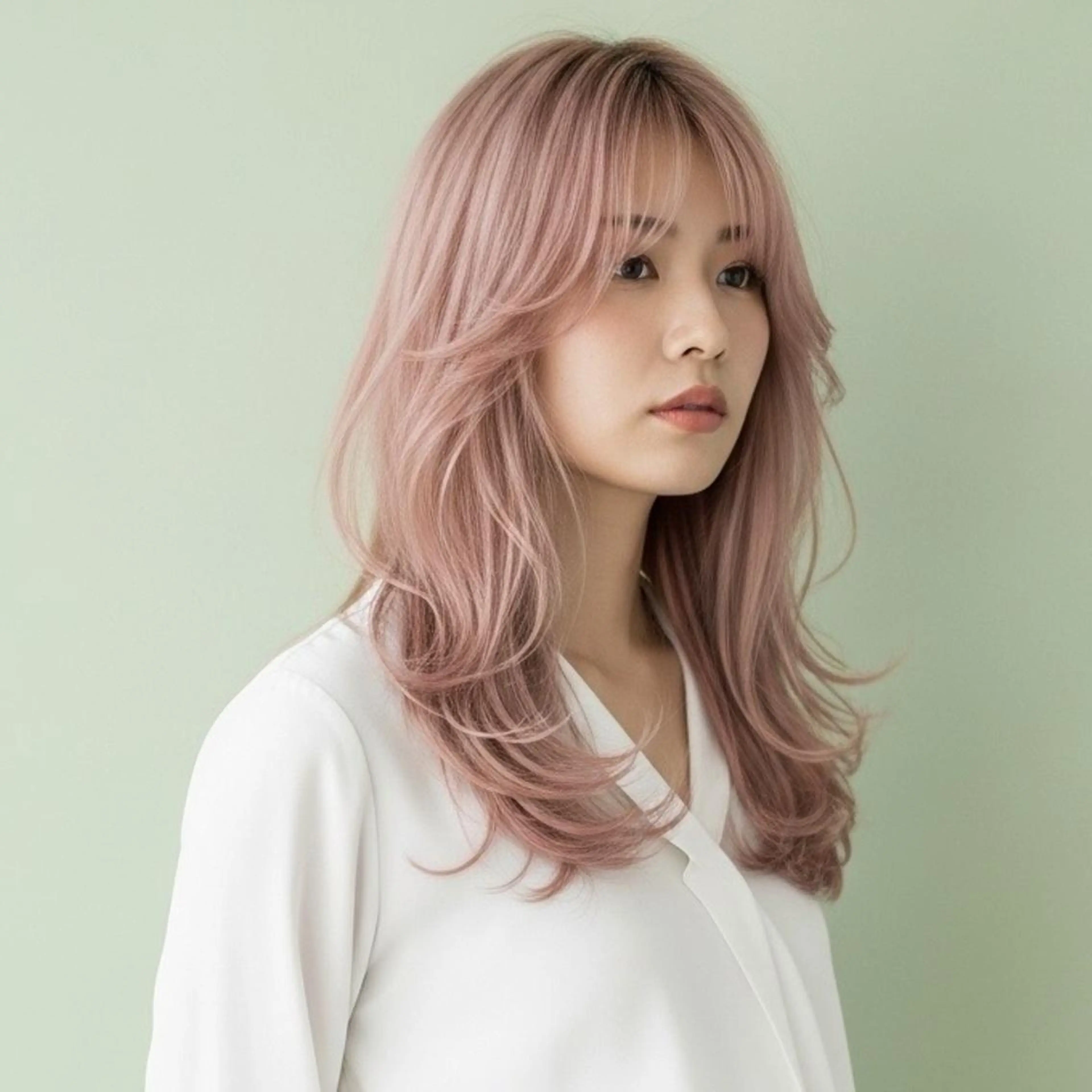 ロング カラー ロングレイヤー ベージュカラー ブロンド 透明感カラー ミルクティーベージュ カット ヘアカラー Halo/長居美容室 ショート/ROKIのヘアスタイル