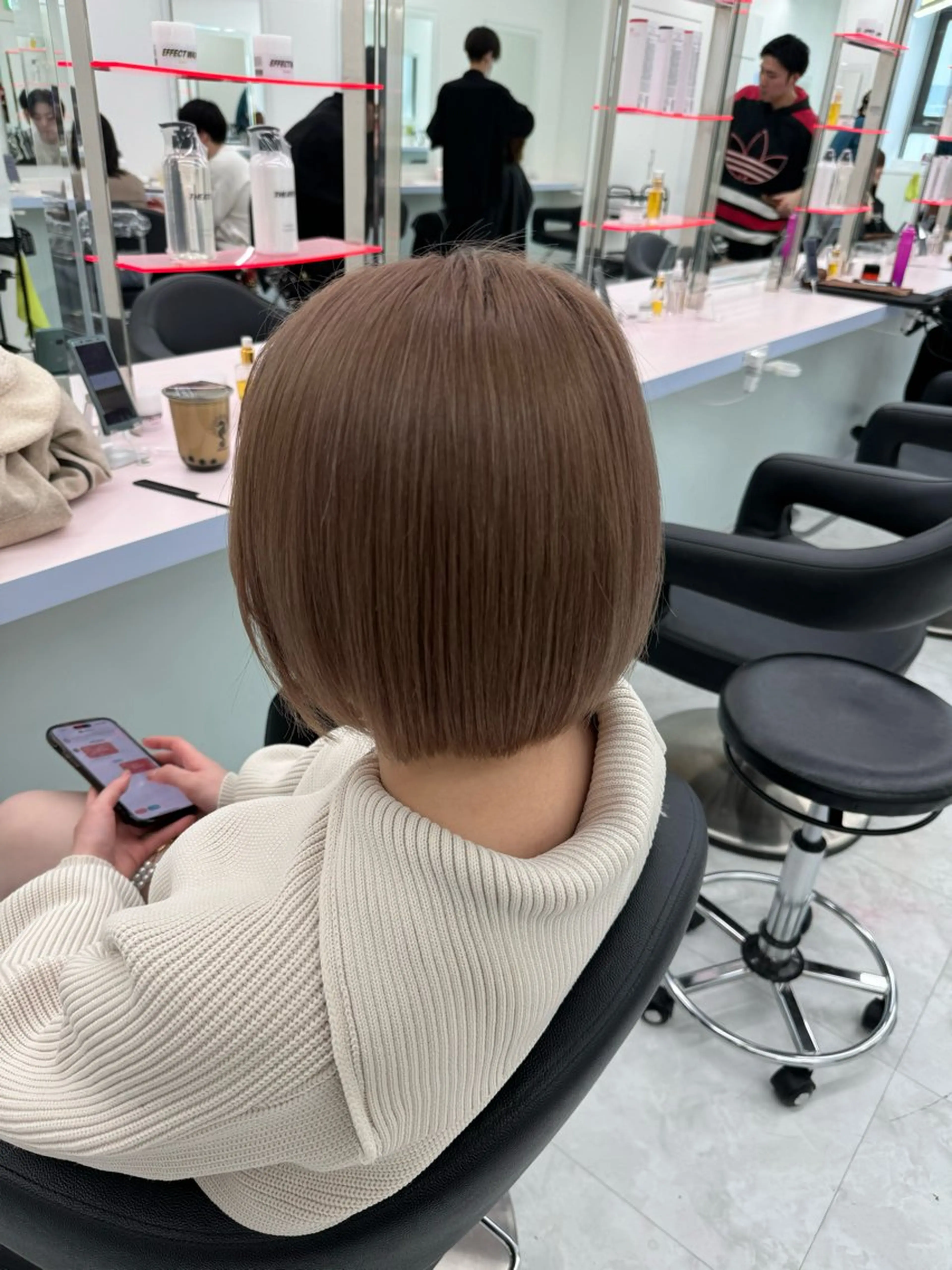 ミディアム カラー ベージュカラー ミルクティーベージュ カット ヘアカラー ヘッドスパ ヘアセット ♡ブリーチカラー♡ Mirioのヘアスタイル