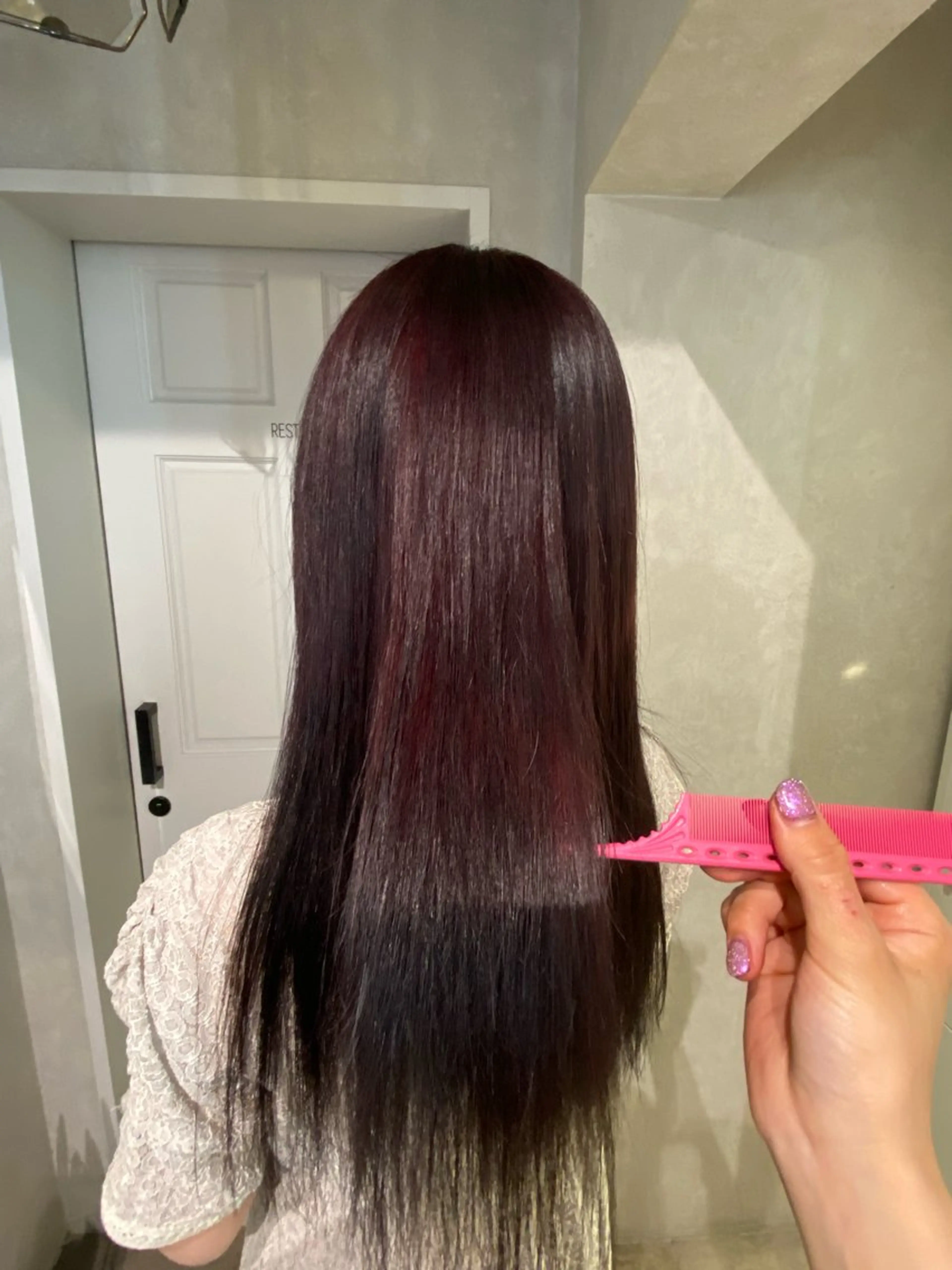 ロング カラー ブリーチ レッドカラー ヘアカラー ハイトーン💖 ネイル💅まりなのヘアスタイル