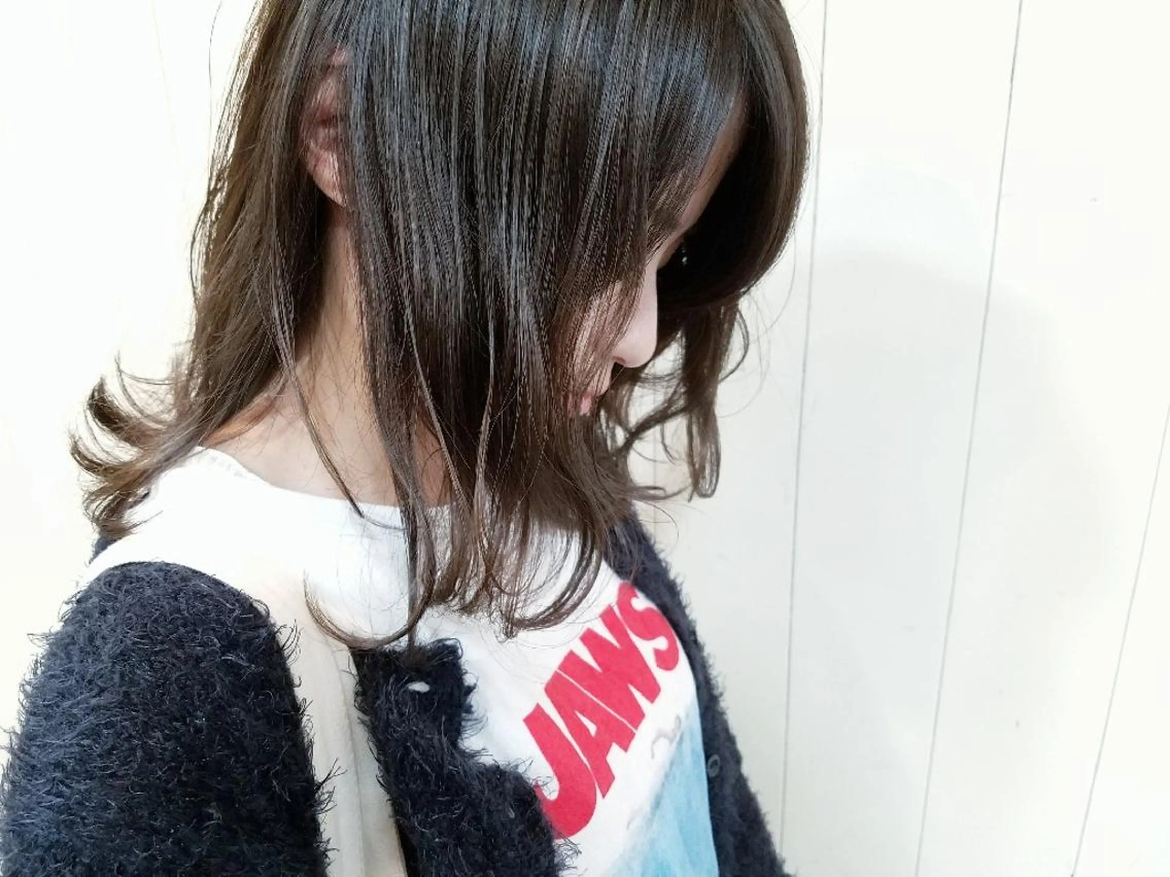 ミディアム カラー ブルーカラー ブルージュ ハイライトカラー ハイライト ウルフ、ボブ美容師 今井のヘアスタイル