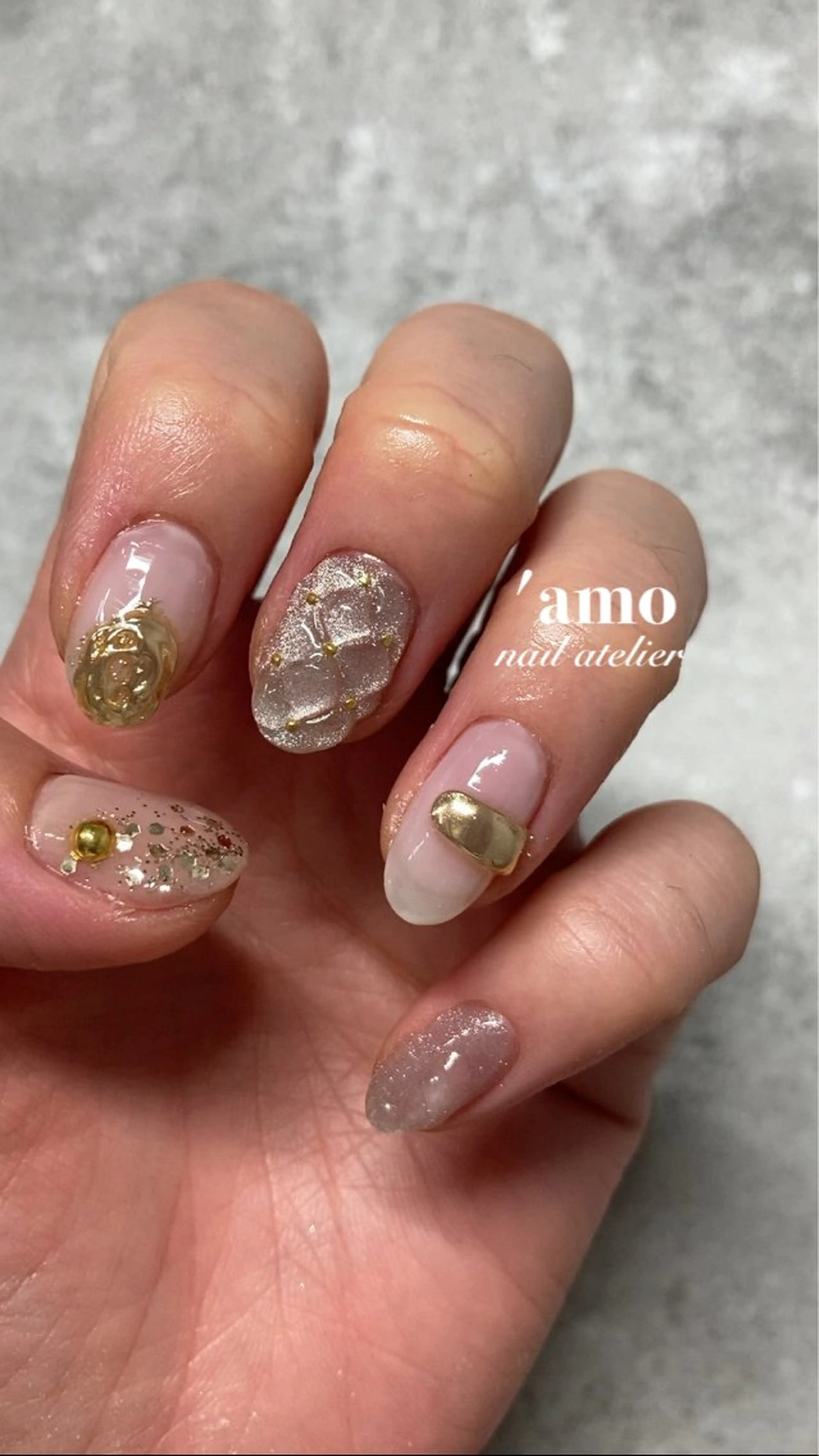 ネイル フットネイル ジェルネイル ニュアンスネイル パラジェル ハンドネイル 'amo nail atelierのネイルデザイン