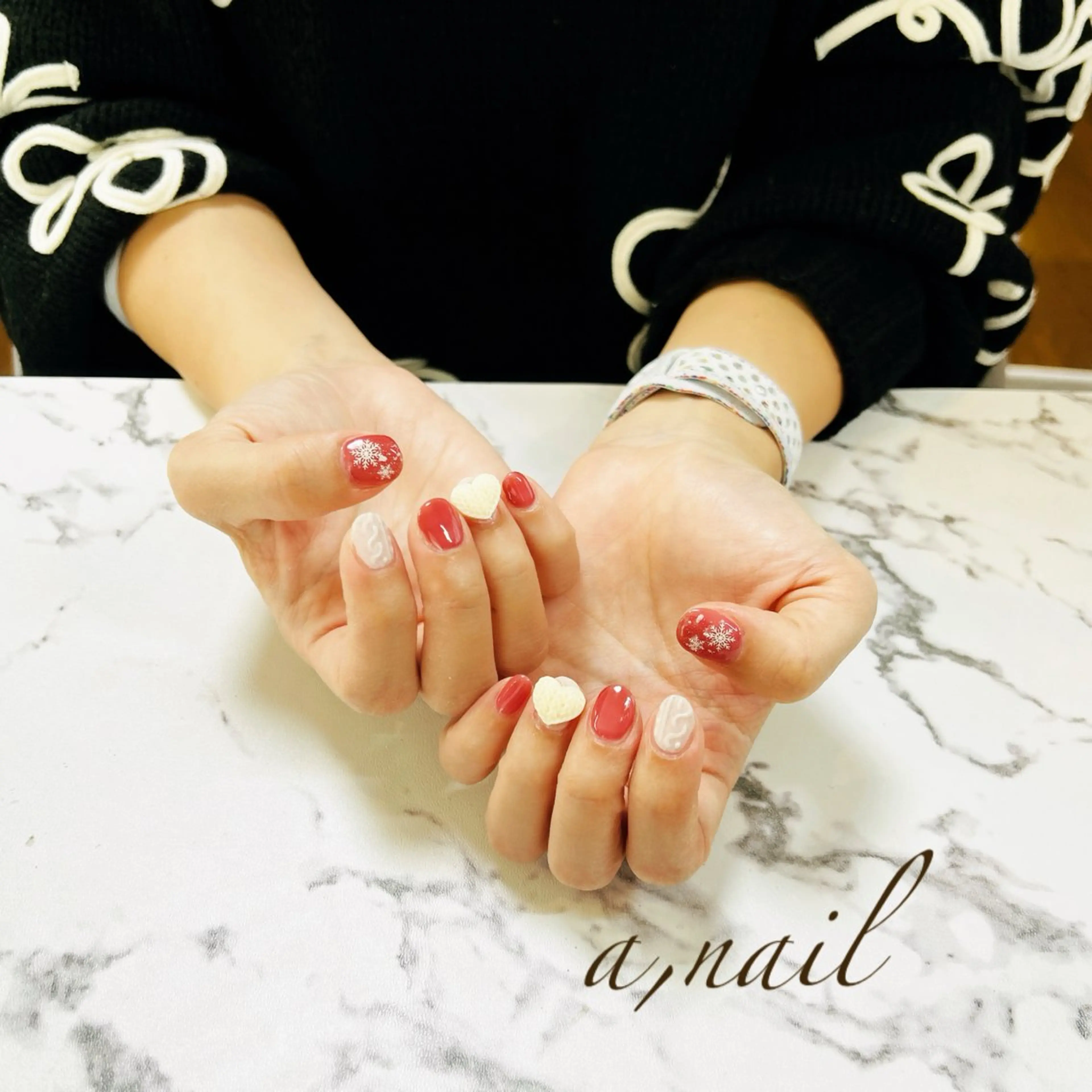 ネイル ハート マットネイル シンプルネイル 冬ネイル ハンドネイル ネイルサロン エーネイルのネイルデザイン