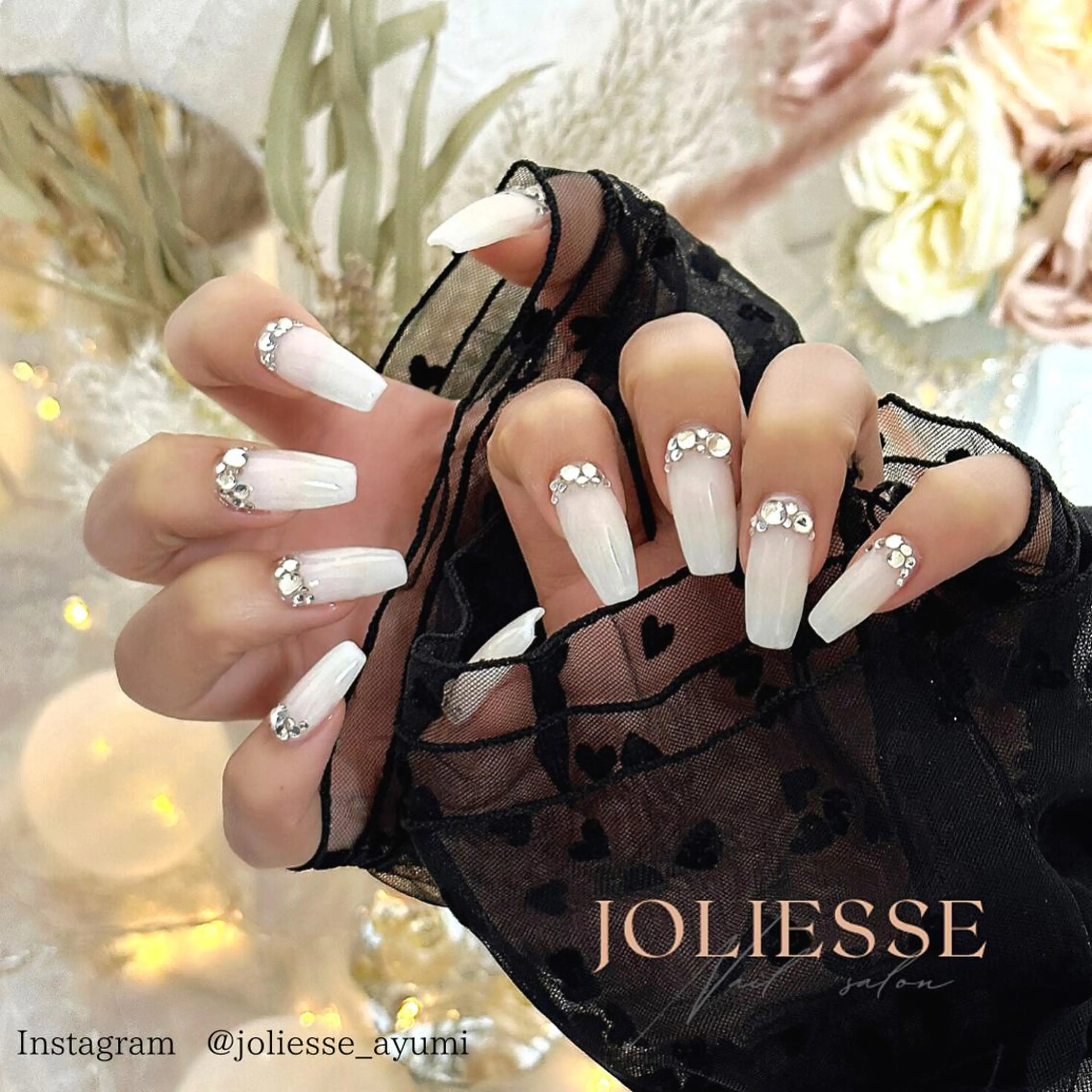 ネイル シンプルネイル ストーンネイル ハンドネイル joliesse【ジョリエス】所属・JOLIESSE Ayumiのネイルデザイン