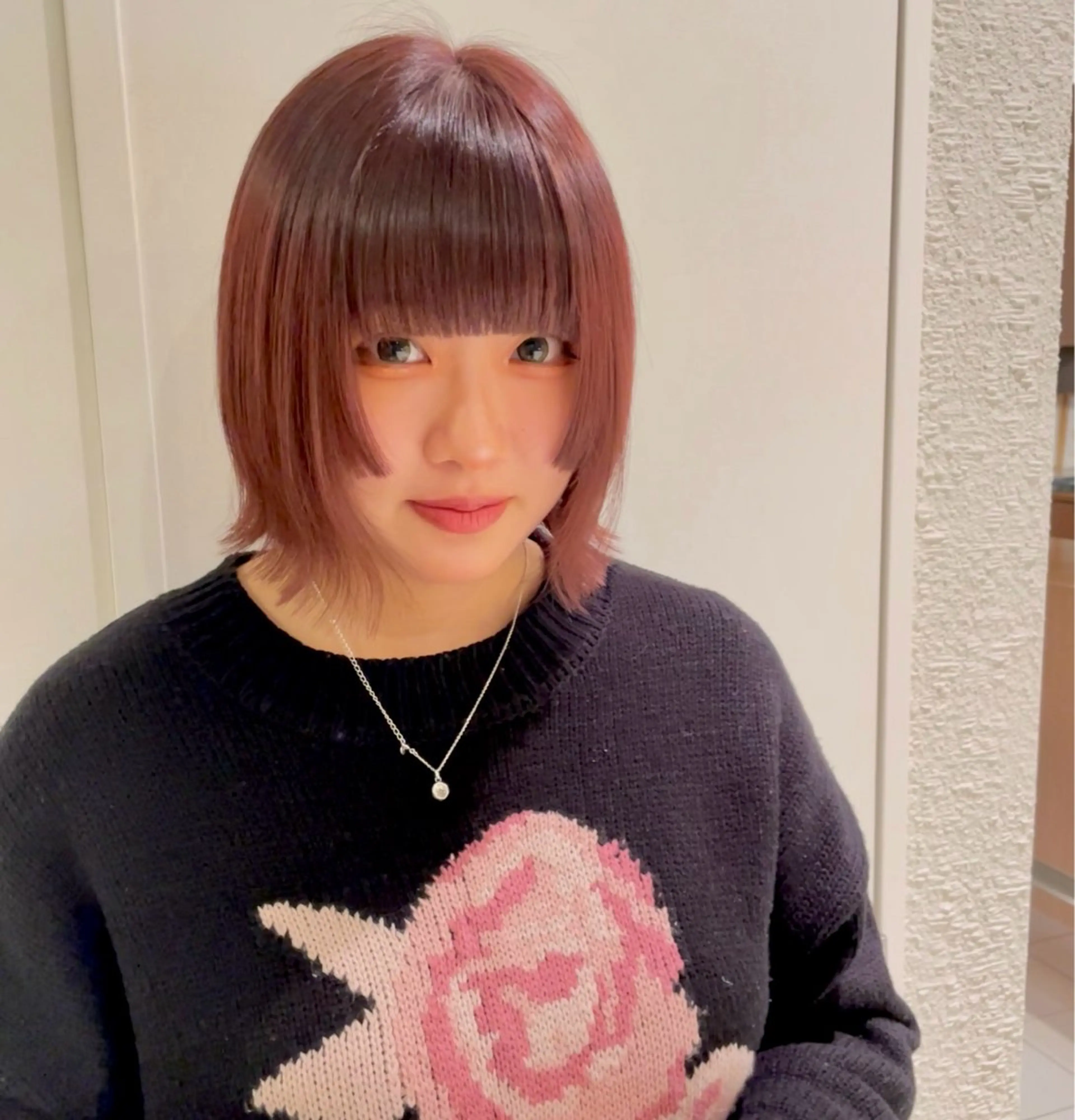 ミディアム カラー ボブ レイヤーカット 透明感カラー/ 寺田千雅子のヘアスタイル