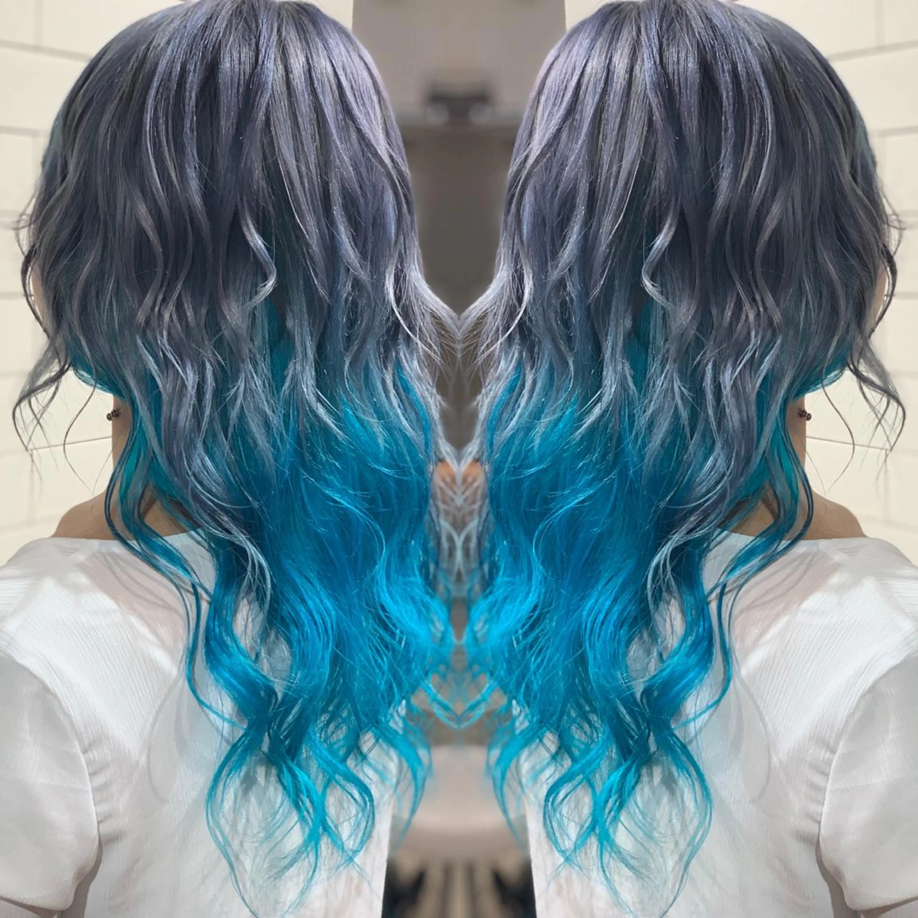 セミロング カラー ヘアアレンジ ヘアカラー トリートメント 髪質改善×ハイトーン 中田啄也のヘアスタイル