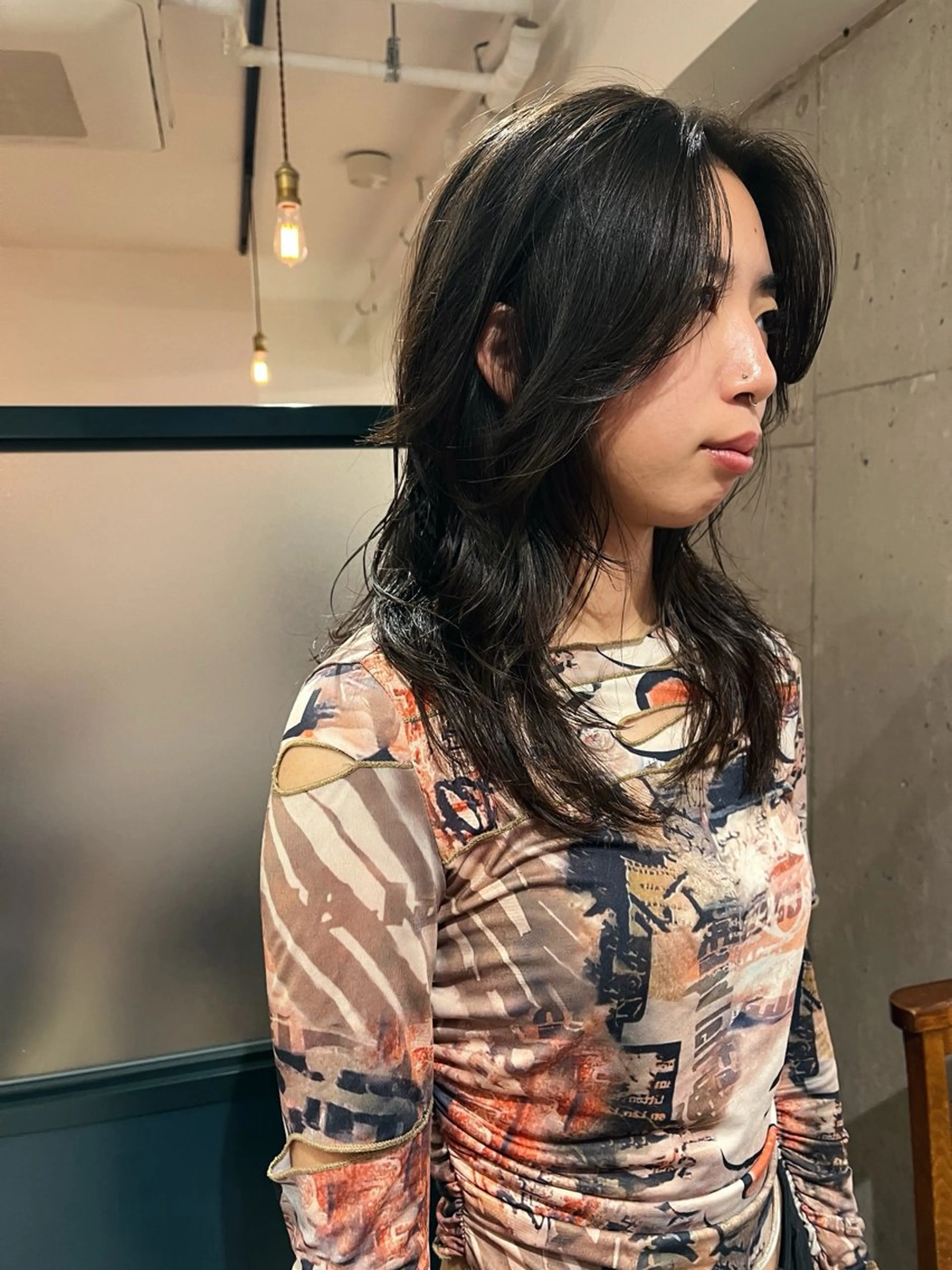 セミロング パーマ 暖色カラー 🌼クニトウメイのヘアスタイル