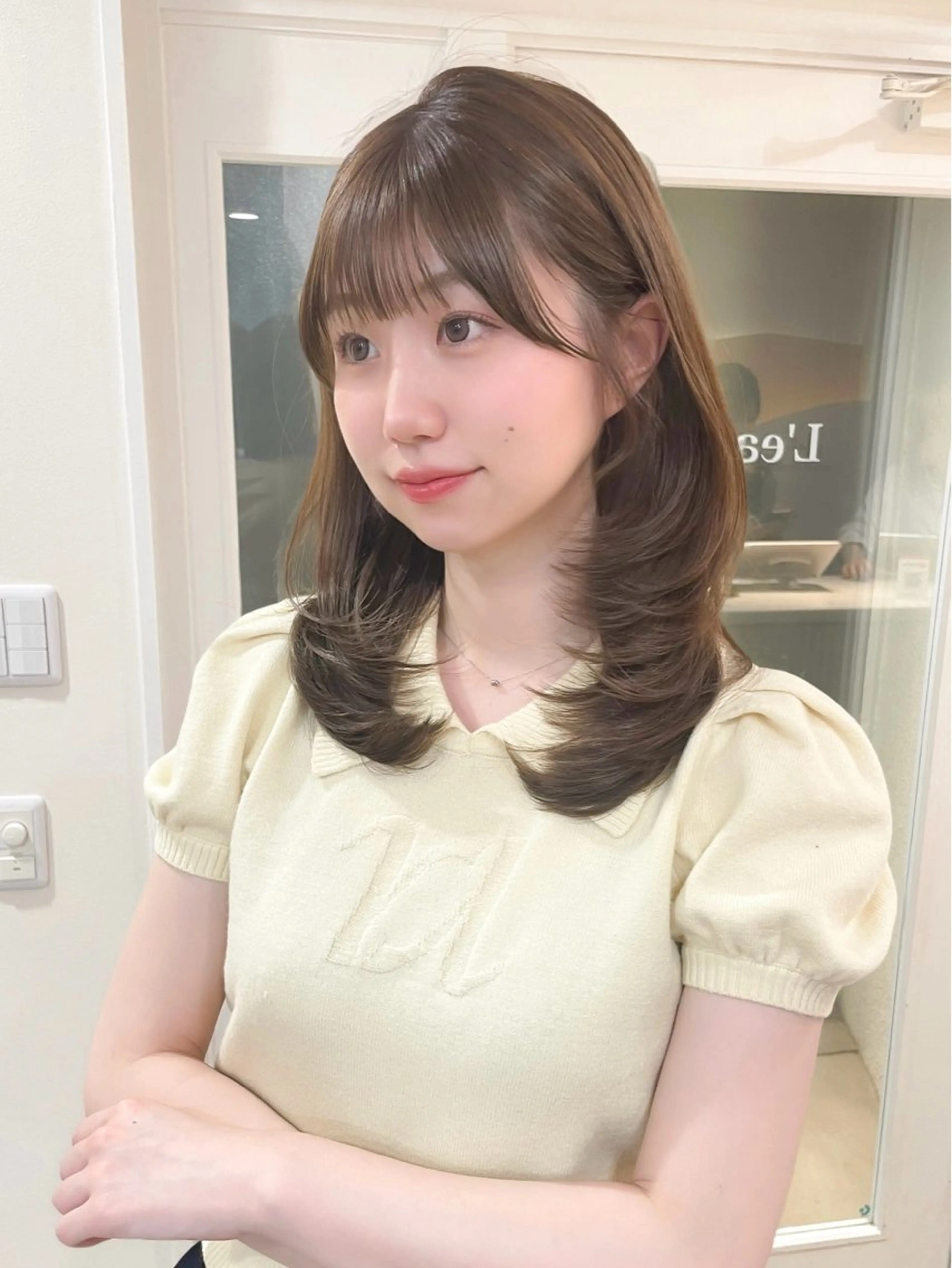 ミディアム カラー カット ヘアカラー トリートメント ミディアム/顔周り/ ベージュ🌼mayuのヘアスタイル