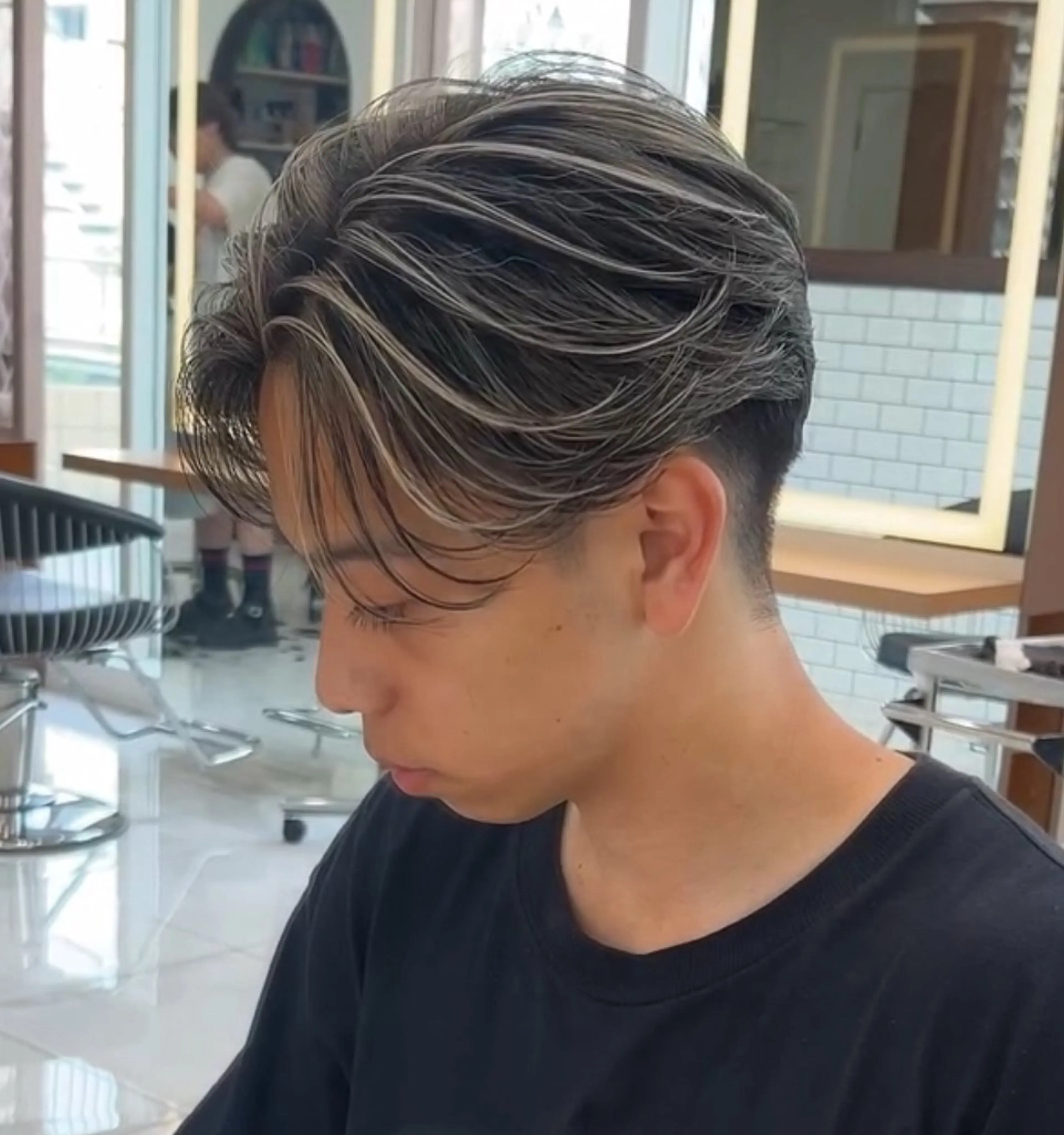 メンズ メンズハイライト メンズメッシュ カット ヘアカラー 白髪ぼかしメッシュ/ 大人メッシュ/ゆうとのヘアスタイル