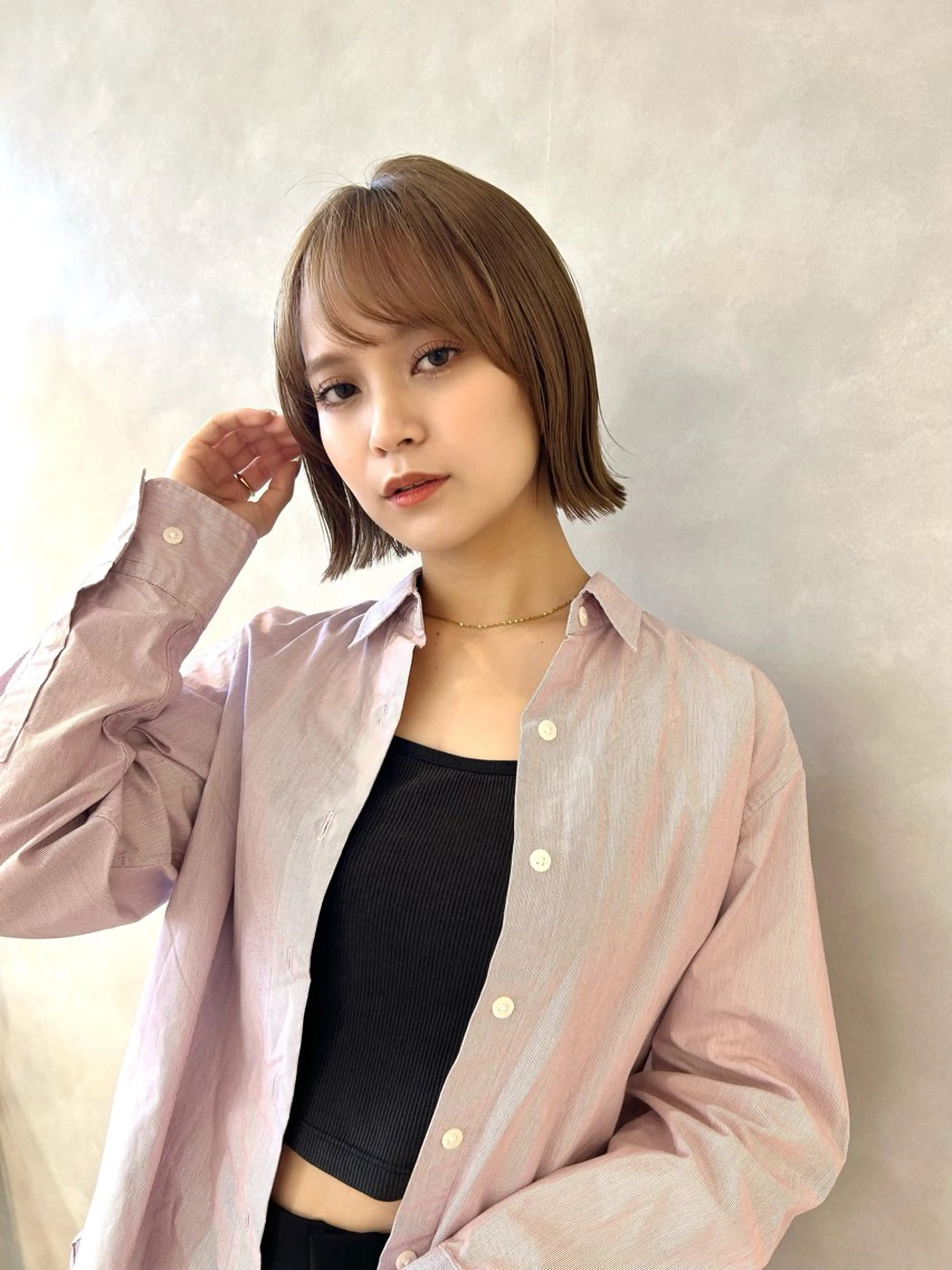 ショート カラー ボブ くびれヘア カット ヘアカラー 結べるくびれボブ/透 明感カラーtaigaのヘアスタイル