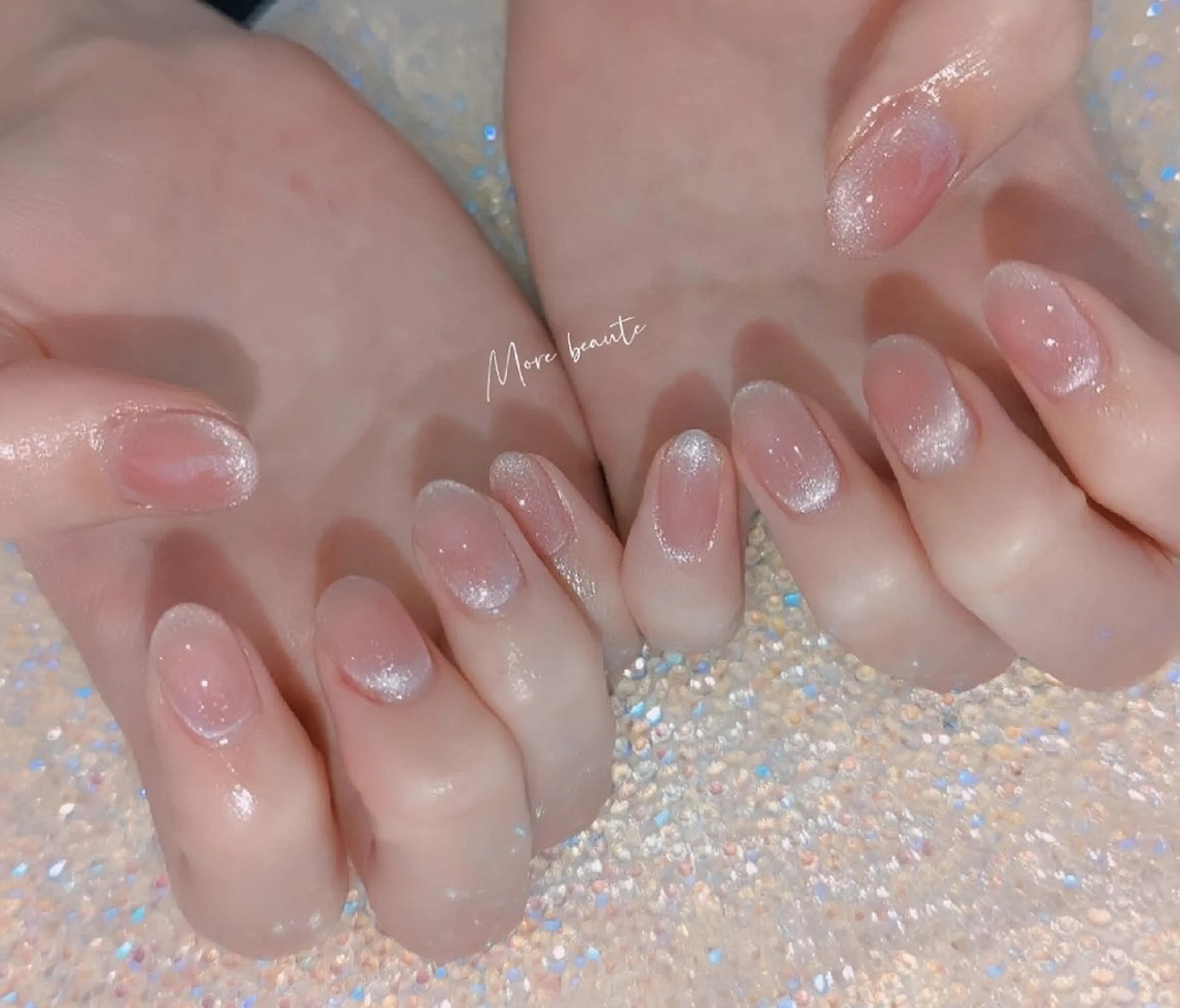 ネイル 長さ出し ジェルネイル ハート 韓国ネイル マグネットネイル ハンドネイル I LOVE ME NAIL.｡.:*♡のネイルデザイン