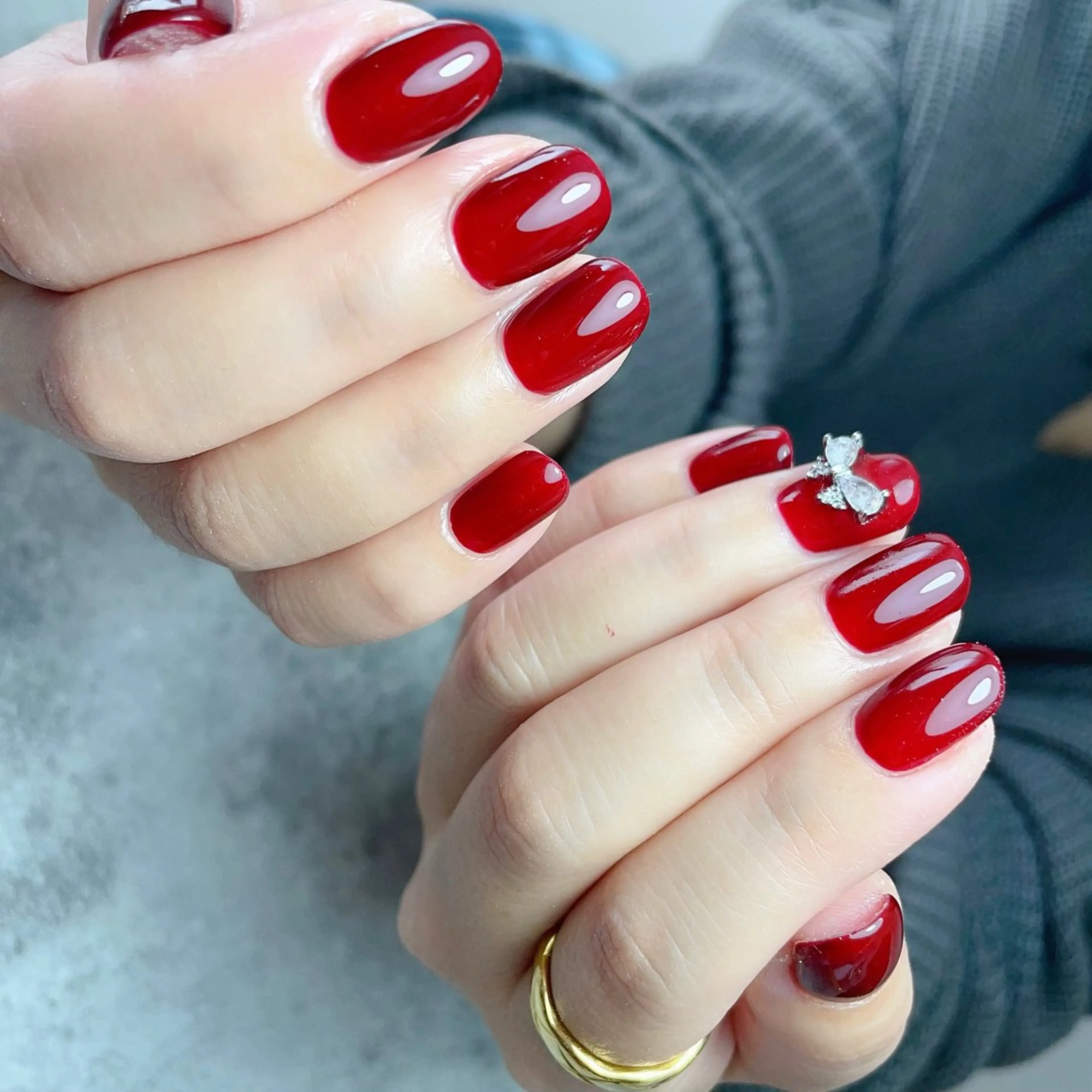ネイル ワンカラーネイル バレンタイン ハンドネイル Ai Nail所属・Ai Nailのネイルデザイン