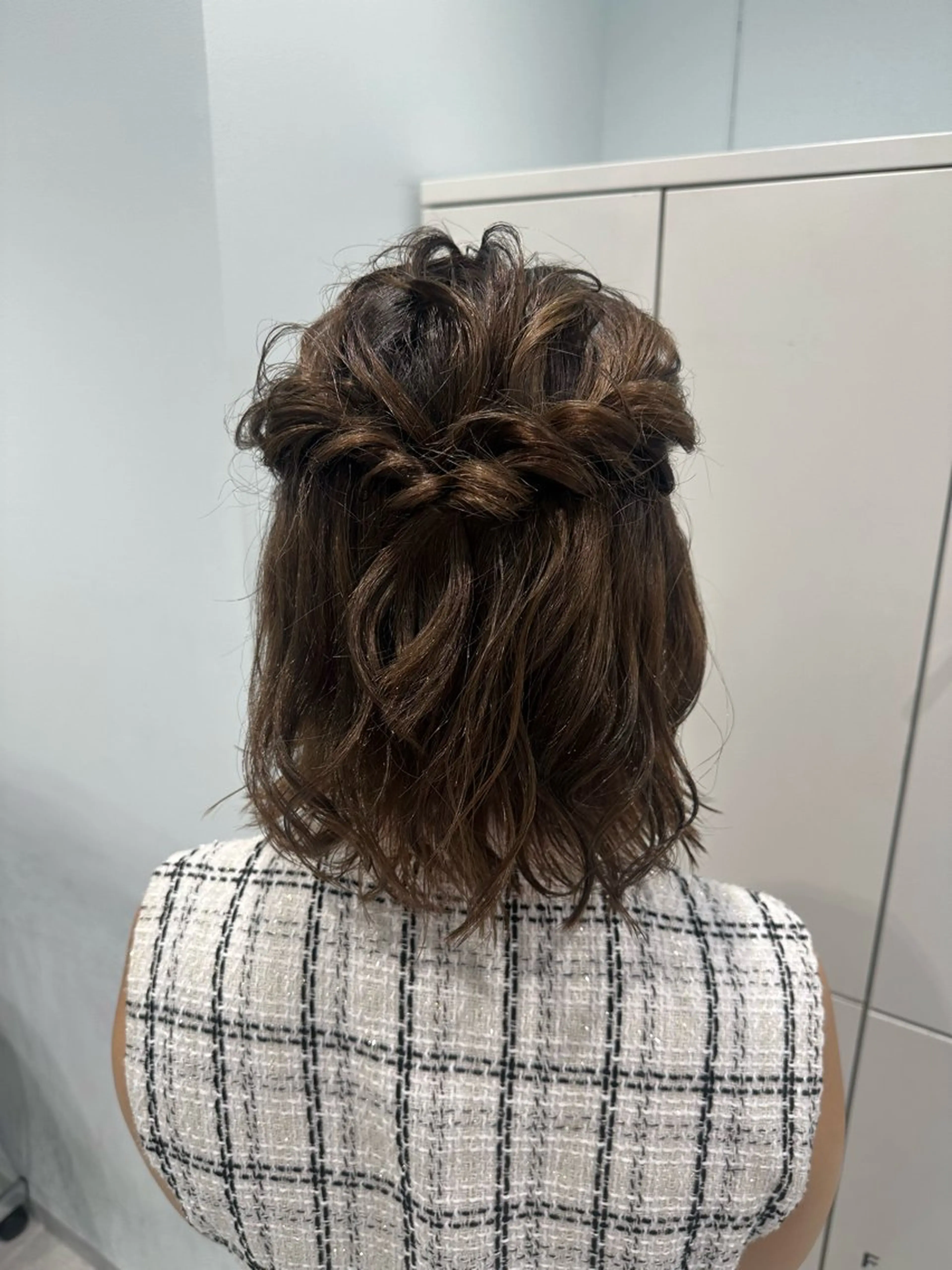 ミディアム ヘアアレンジ ハーフアップ ボブ ヘアセット なりた るいのヘアスタイル