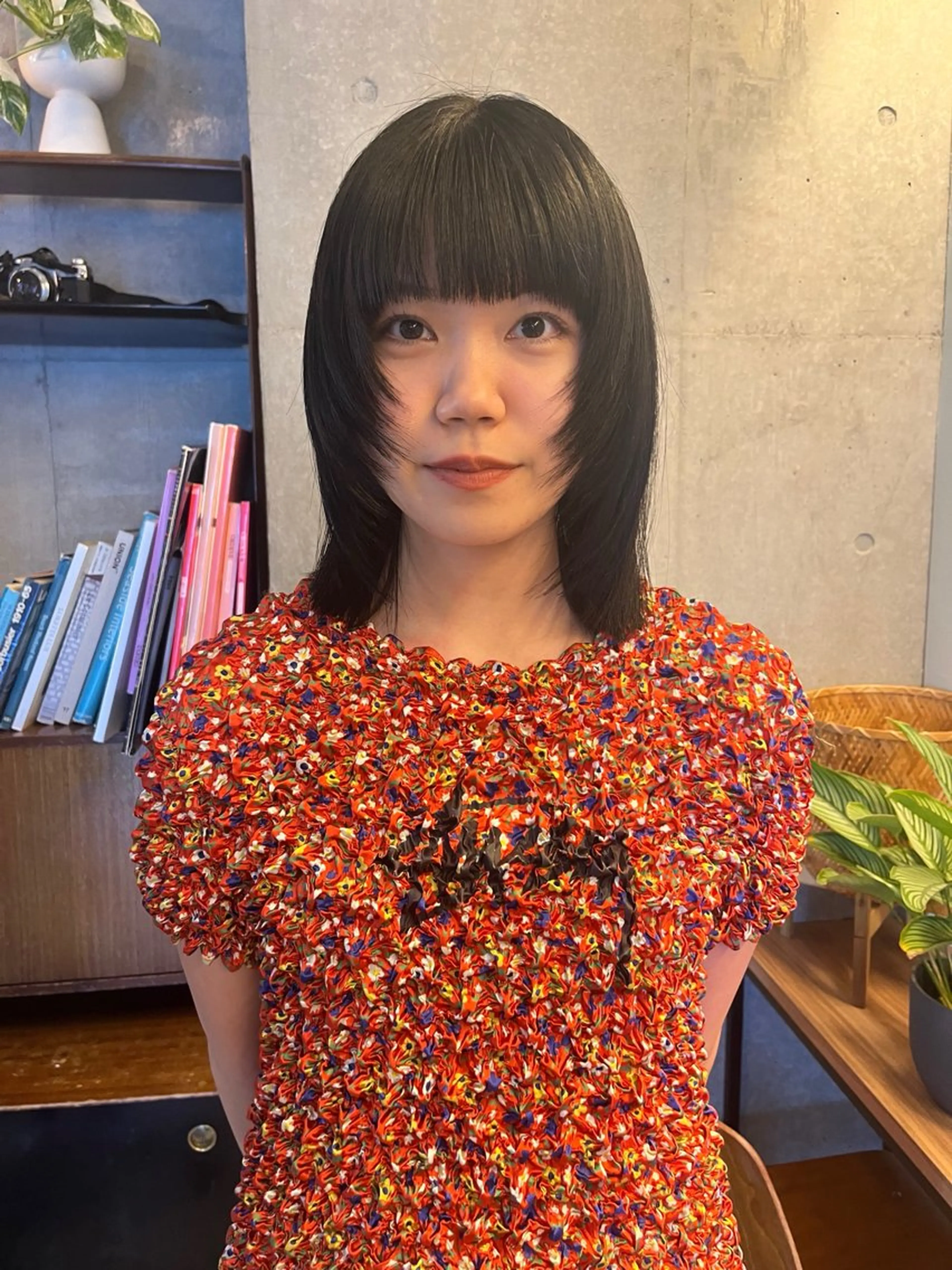 ミディアム ボブレイヤー ボブ 顔まわりレイヤー ハイレイヤー 韓国風ヘア カット レイヤーカット/ウル フ　chinatsuのヘアスタイル