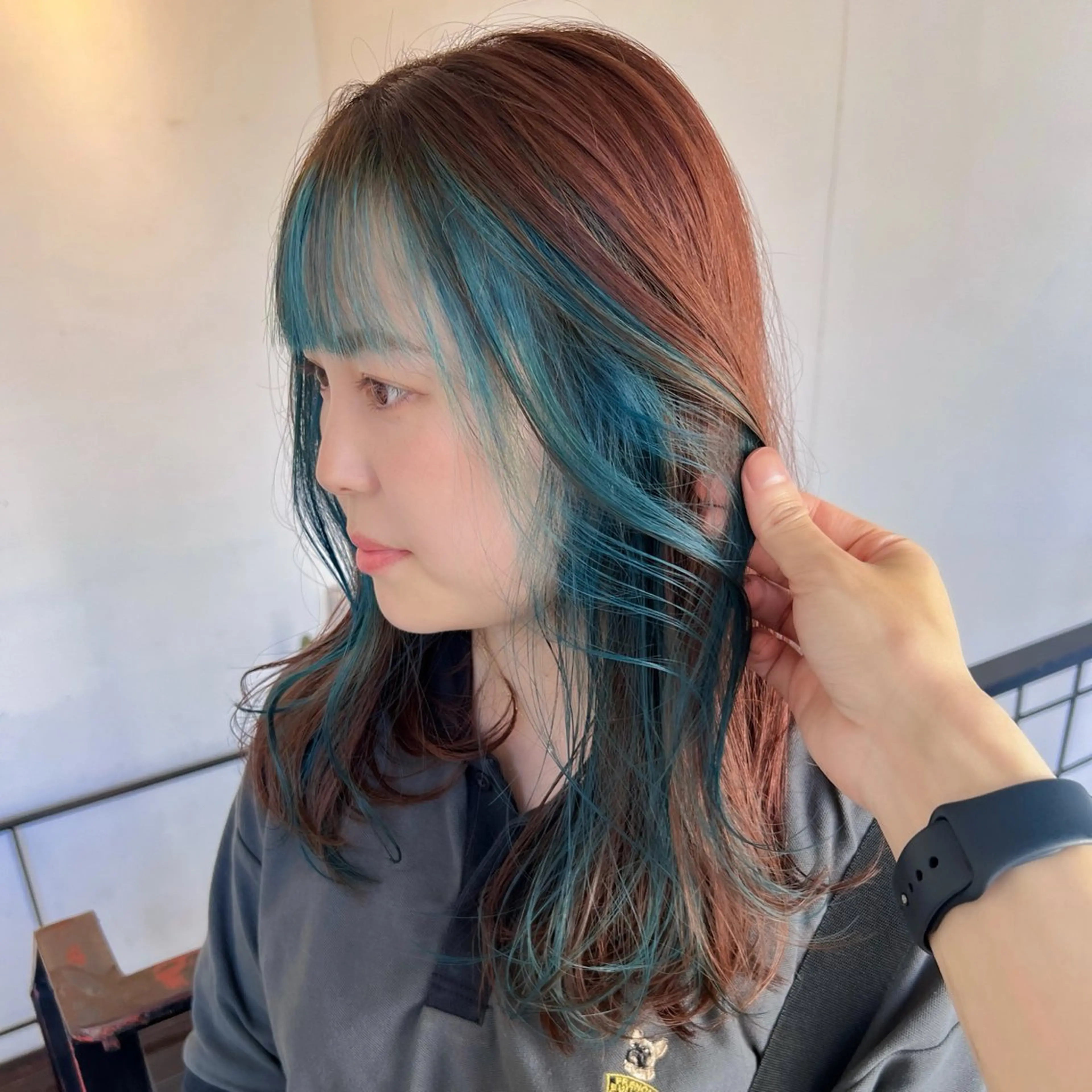 セミロング カラー ミストバング ブリーチ ブルーカラー ケアブリーチ デザインカラー カット ヘアカラー トリートメント quon RYUYA /レイヤー✂️のその他イメージ