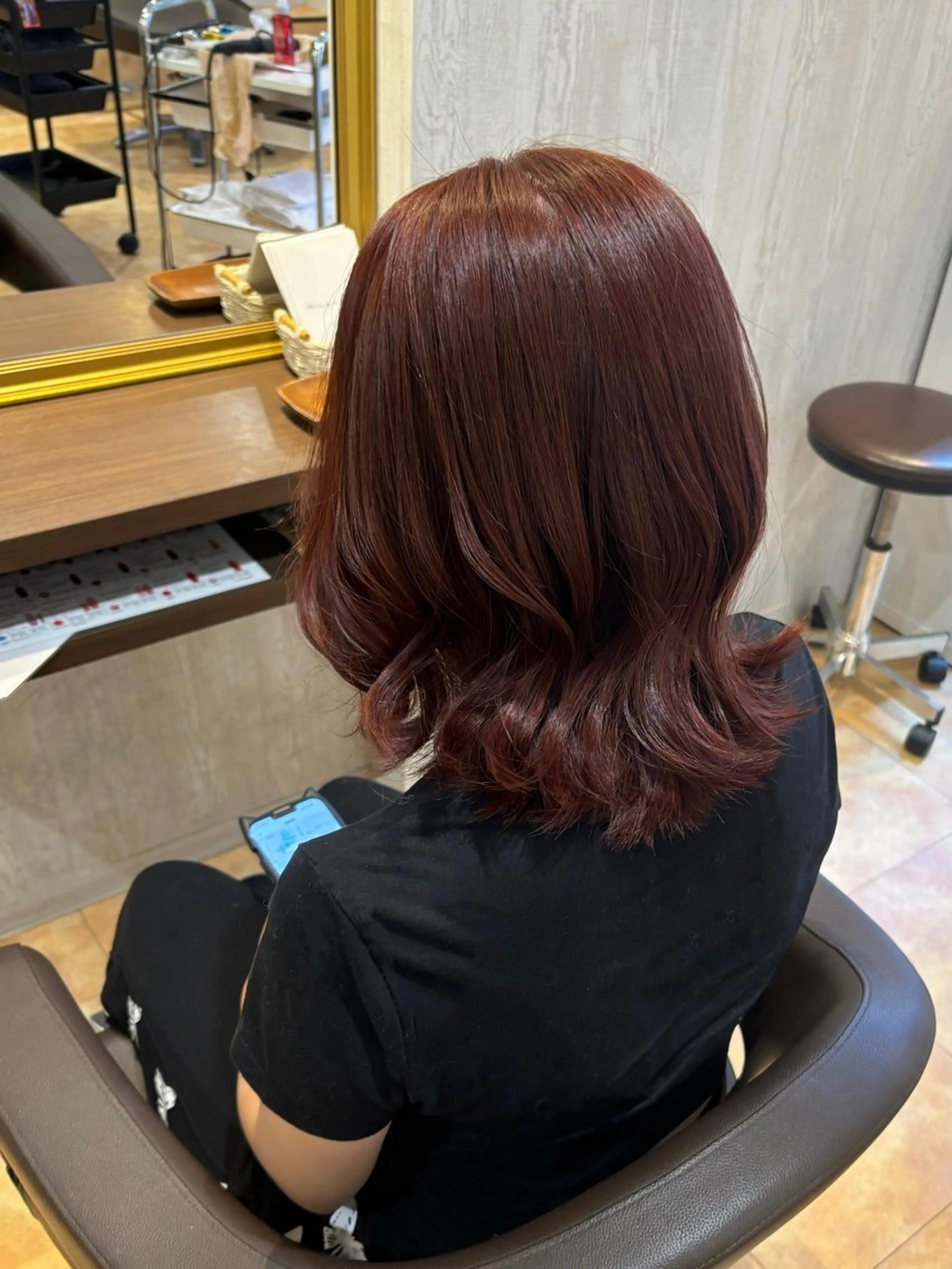 ミディアム カラー ヘアカラー トリートメント yui🥀/ボブ /暖色/レディースのヘアスタイル
