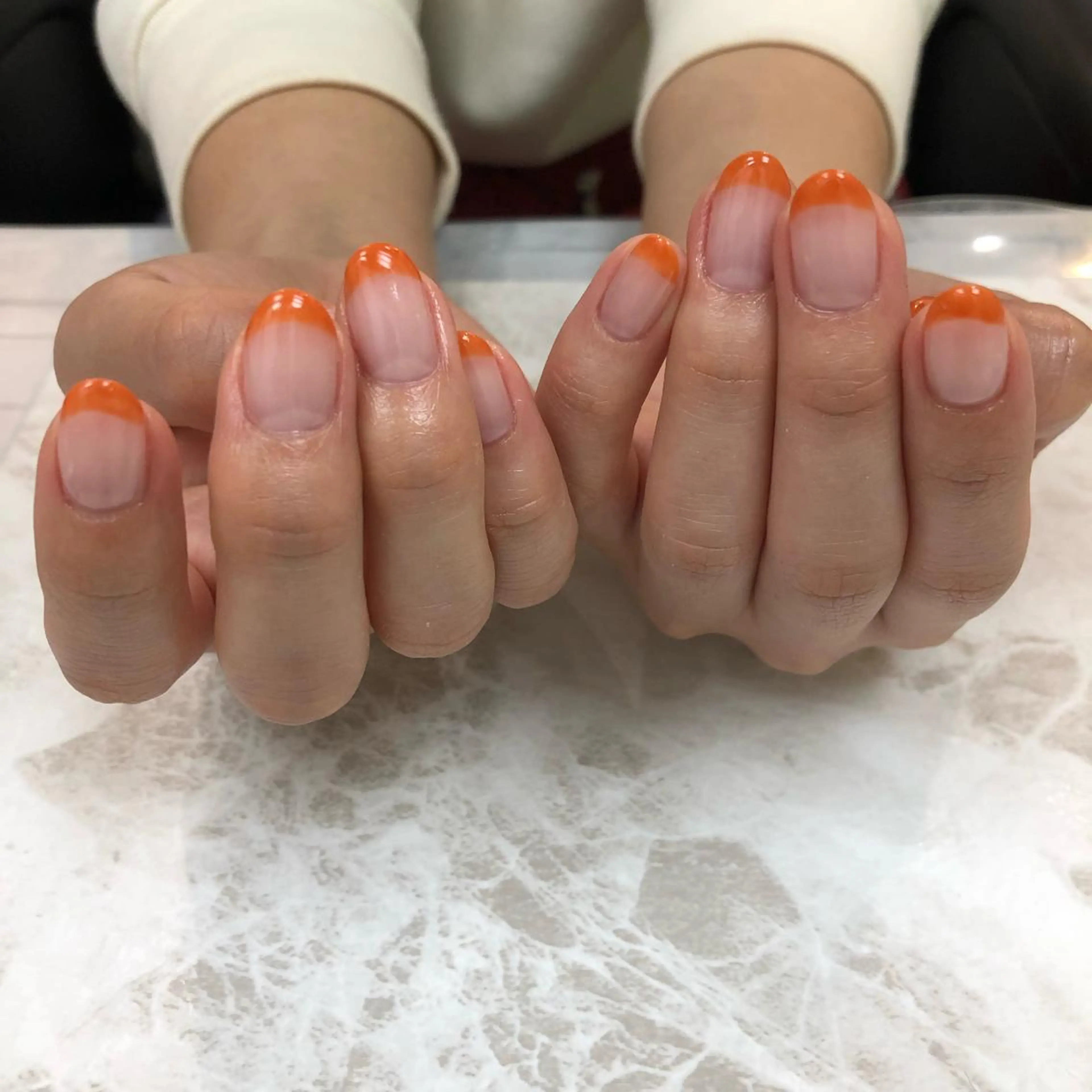 ネイル フレンチネイル オレンジ Irodim所属・MOKA NAKAGAWAのネイルデザイン