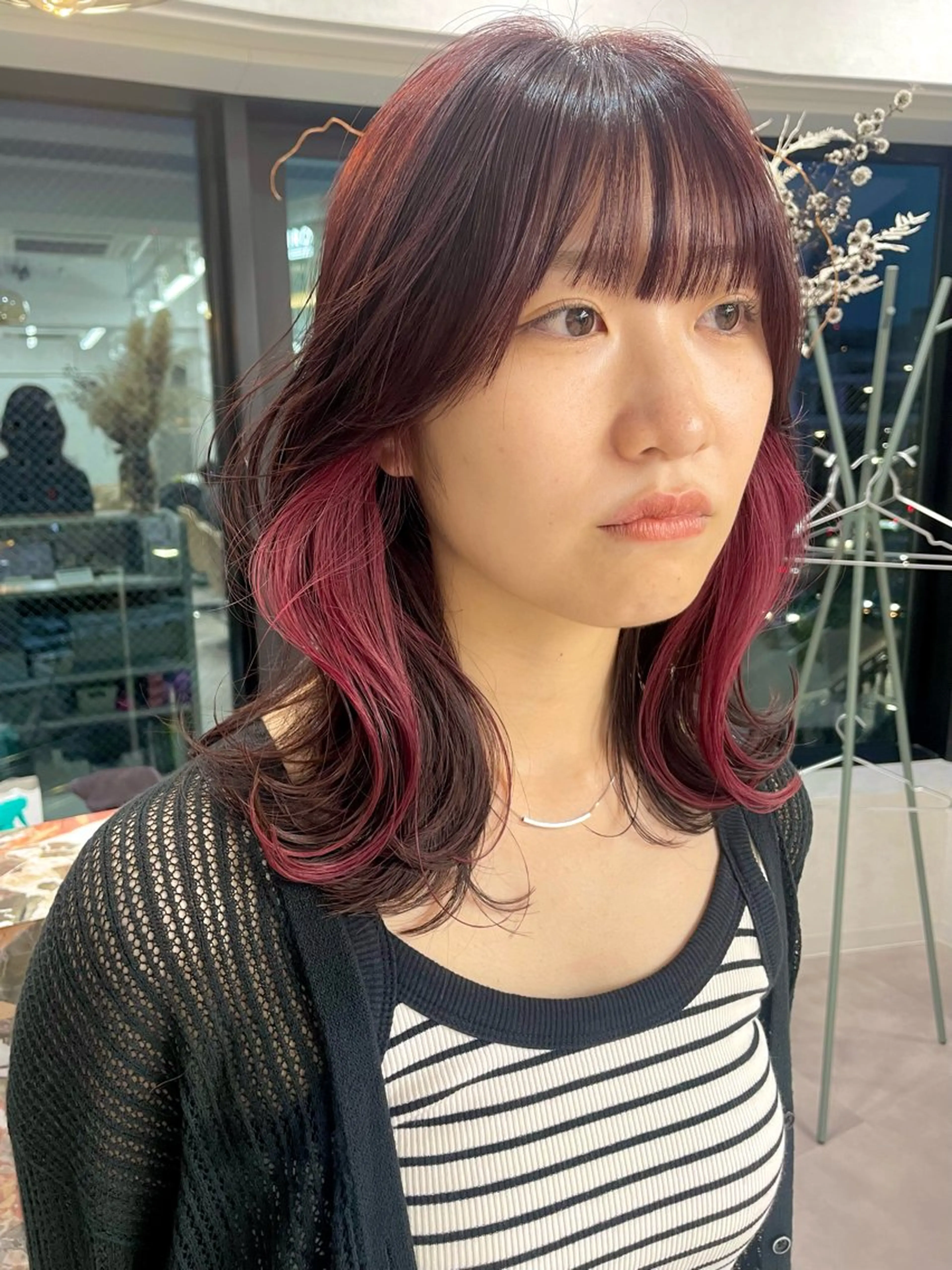 ミディアム ハイトーンイヤリング カラー清水隆央のヘアスタイル