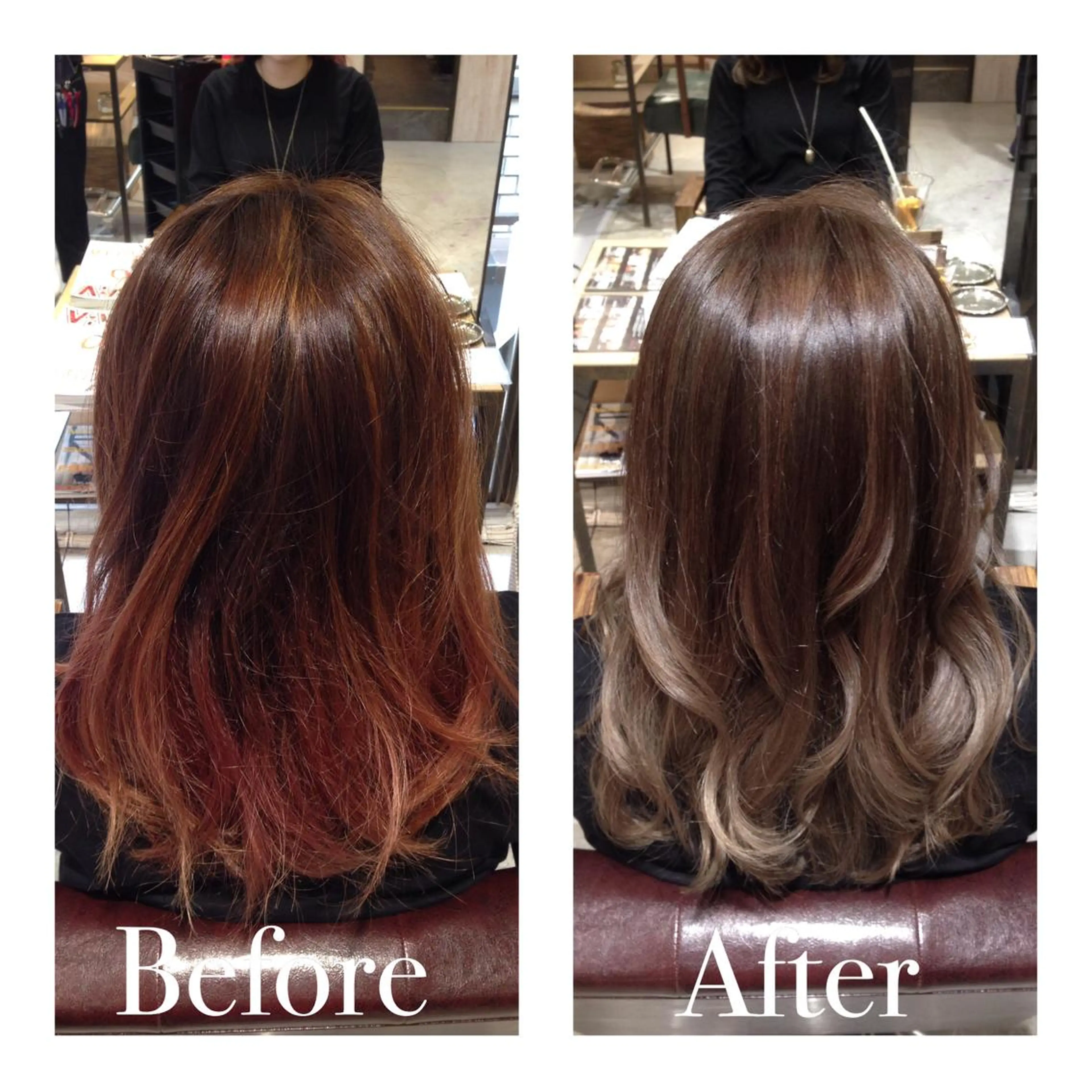 ミディアム セミロング ロング カラー アオガミ （前髪顔周りカット）のヘアスタイル