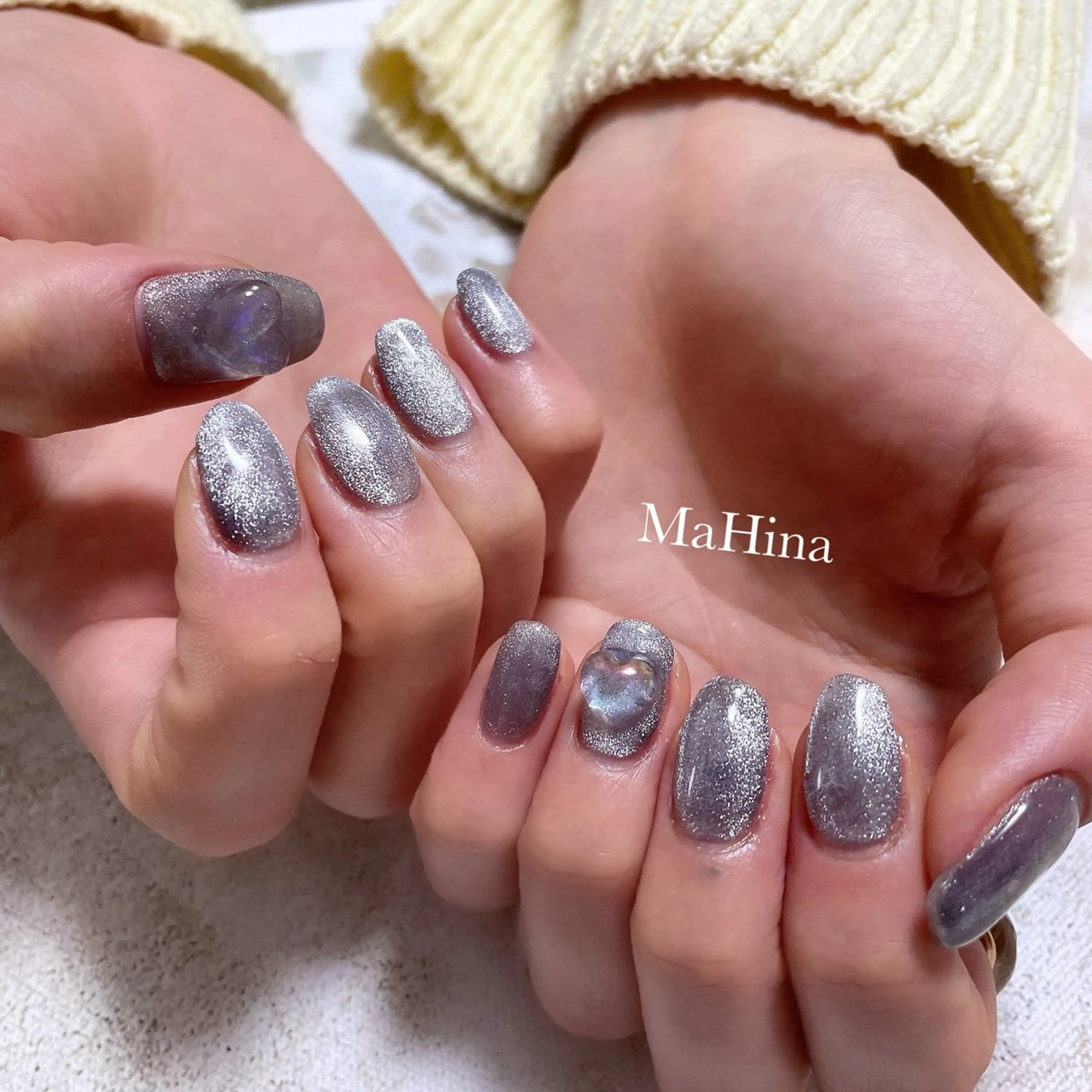 ネイル ハート マグネットネイル ハンドネイル Healing Salon...MaHina(マヒナ)所属・MaHina🌙 salonのネイルデザイン