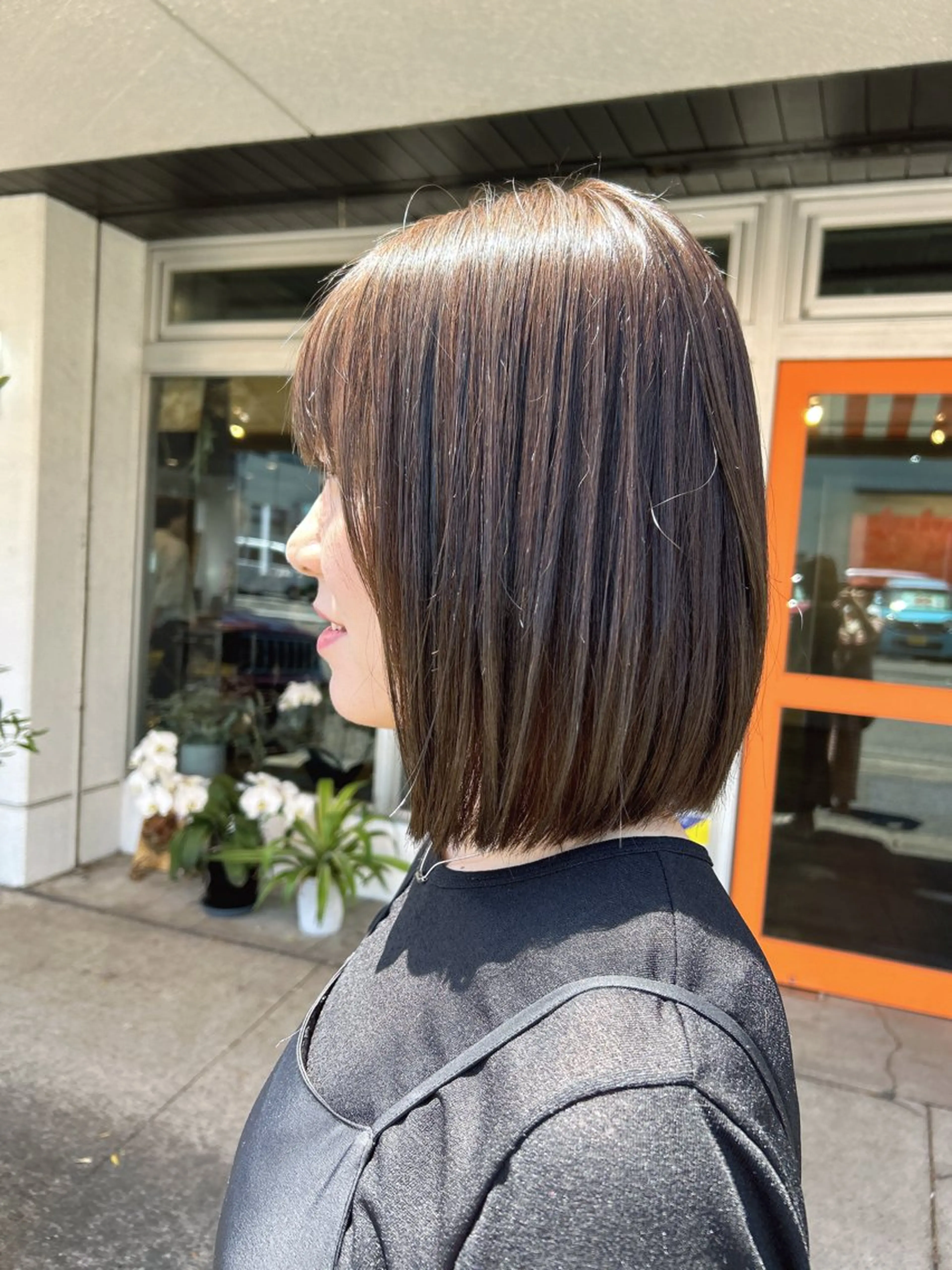 ミディアム アッシュ ボブ 透明感カラー 暖色shihoのヘアスタイル