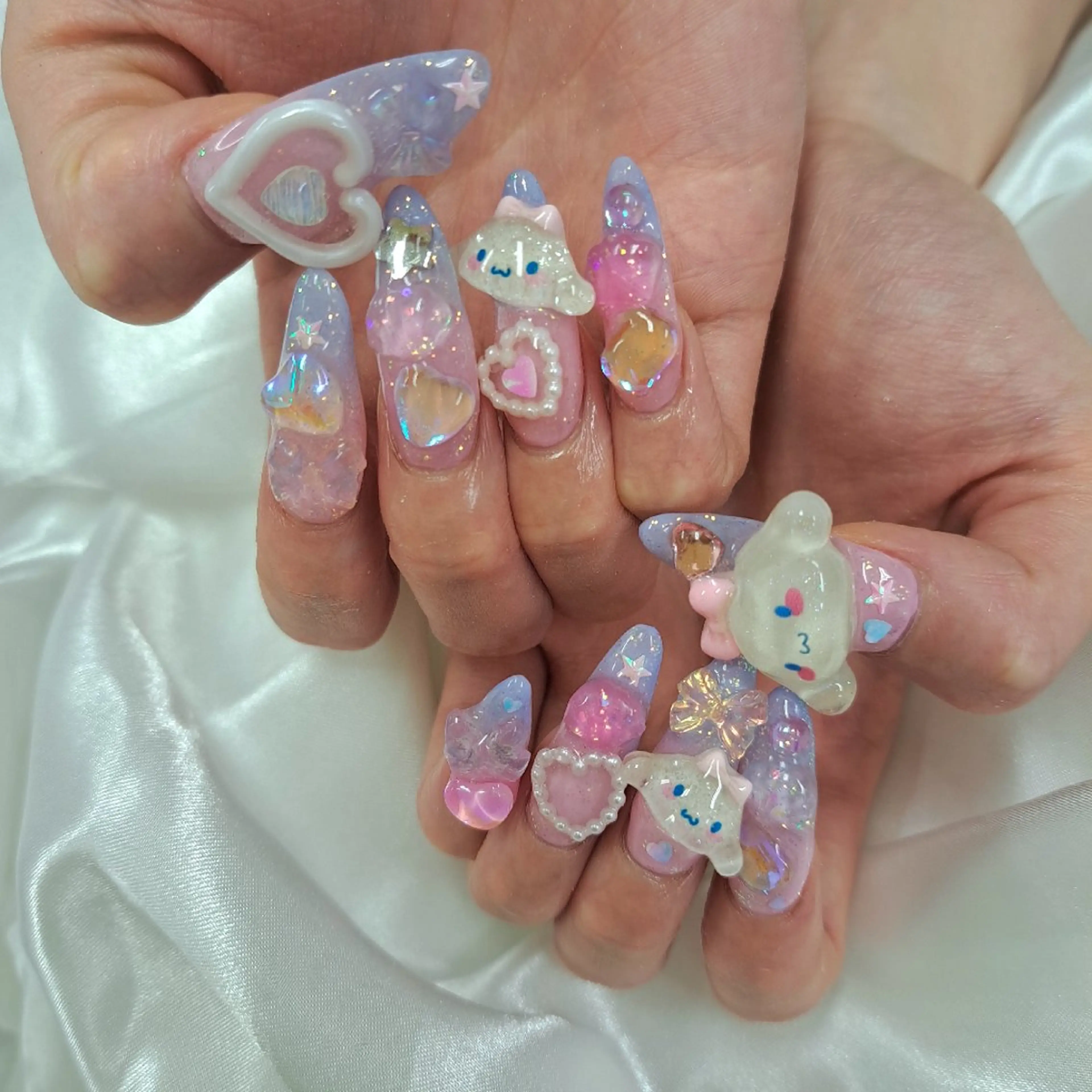 ネイル チークネイル フレンチネイル ジェルネイル ガーリー ハート 河野ちえ (雑誌掲載サロン)のネイルデザイン