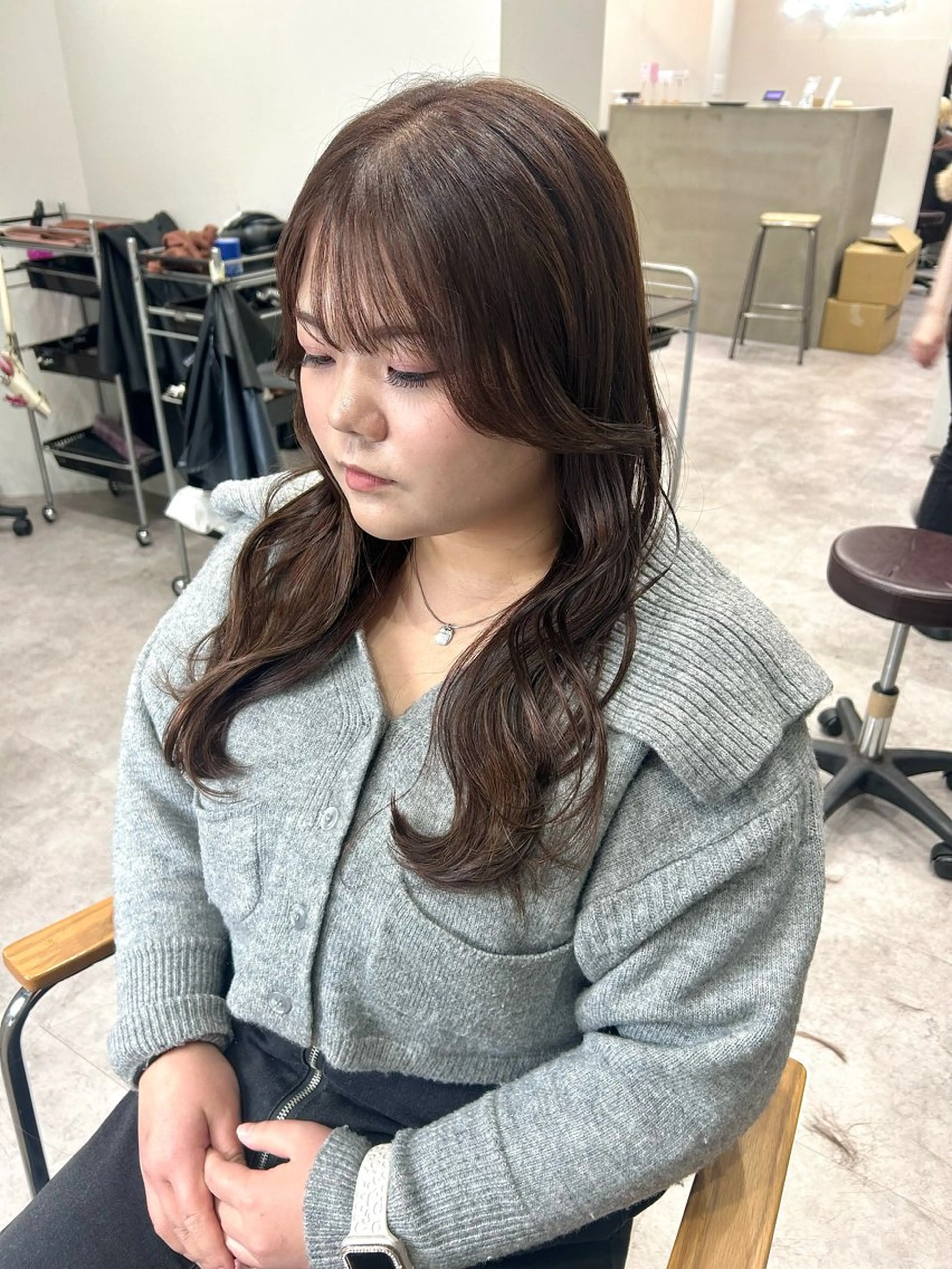 セミロング カラー ヘアアレンジ ブラウンカラー ヘアカラー ボブ /ニュアンス/ satomi🧸💖のヘアスタイル