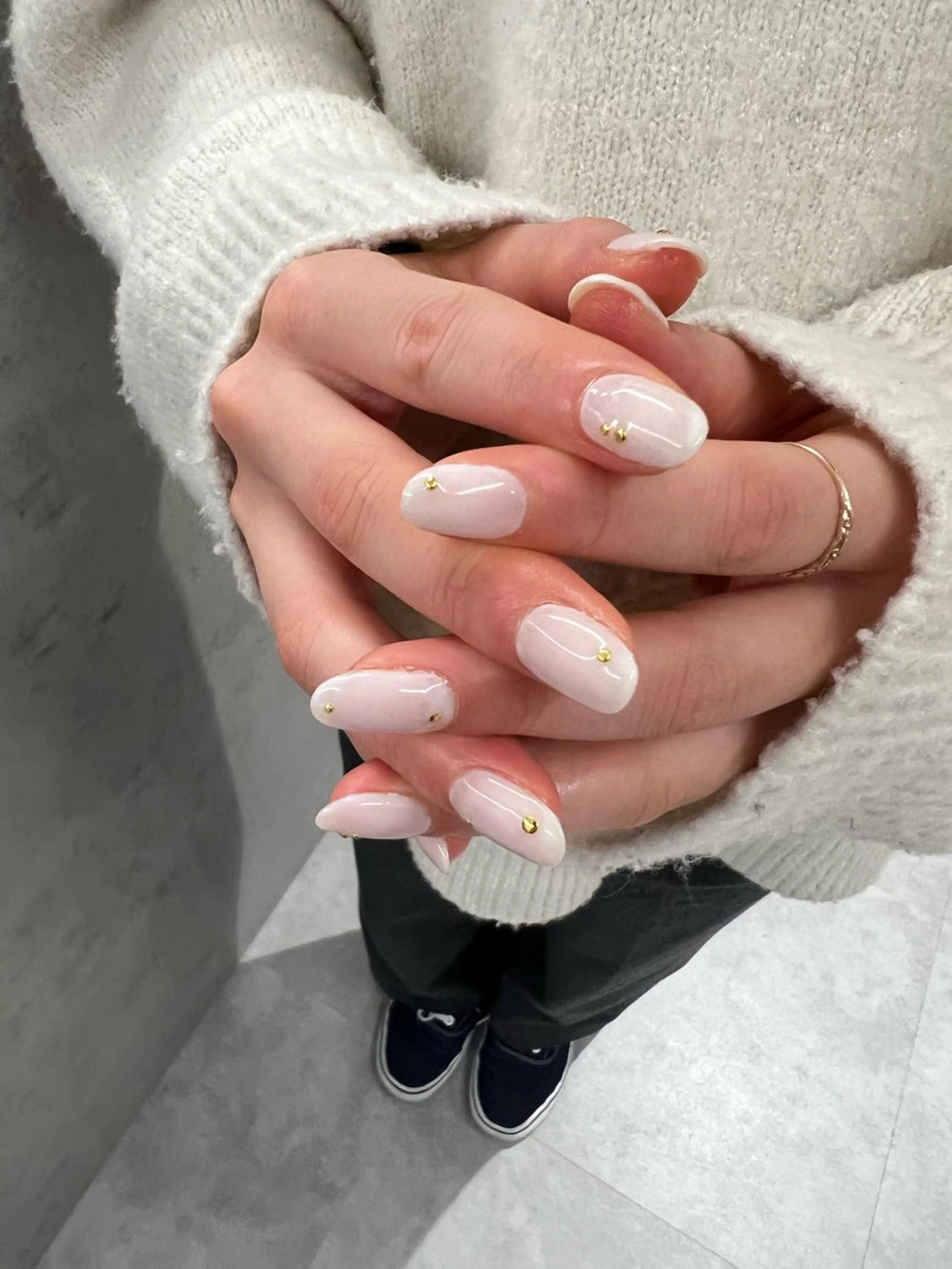 ネイル ホワイト ハンドネイル ハンドケア Bana_ Nailのネイルデザイン
