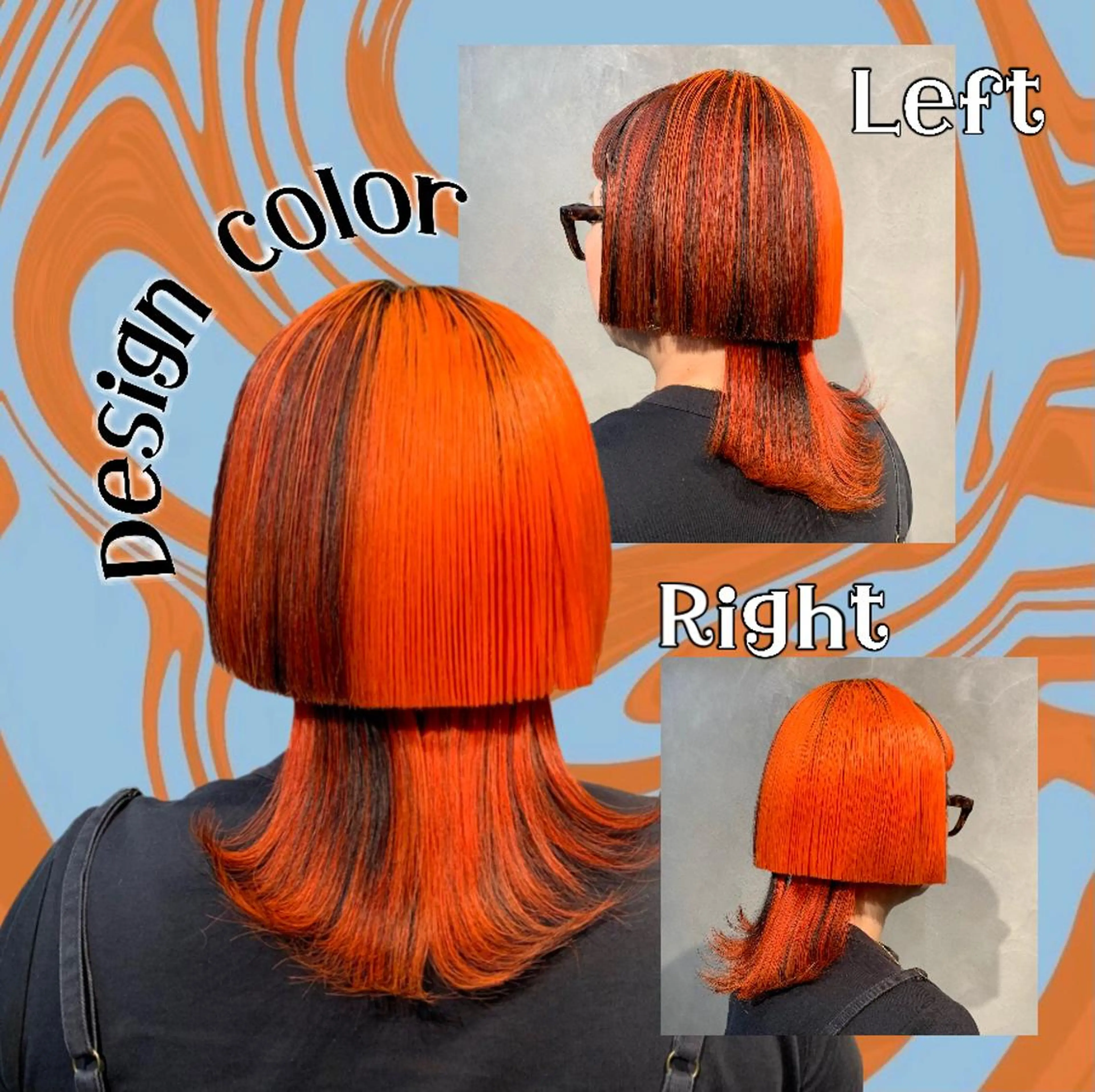 カラー ブリーチ デザインカラー メッシュ オレンジ ❤️🔥シールエク +カラー京❤️🔥のヘアスタイル