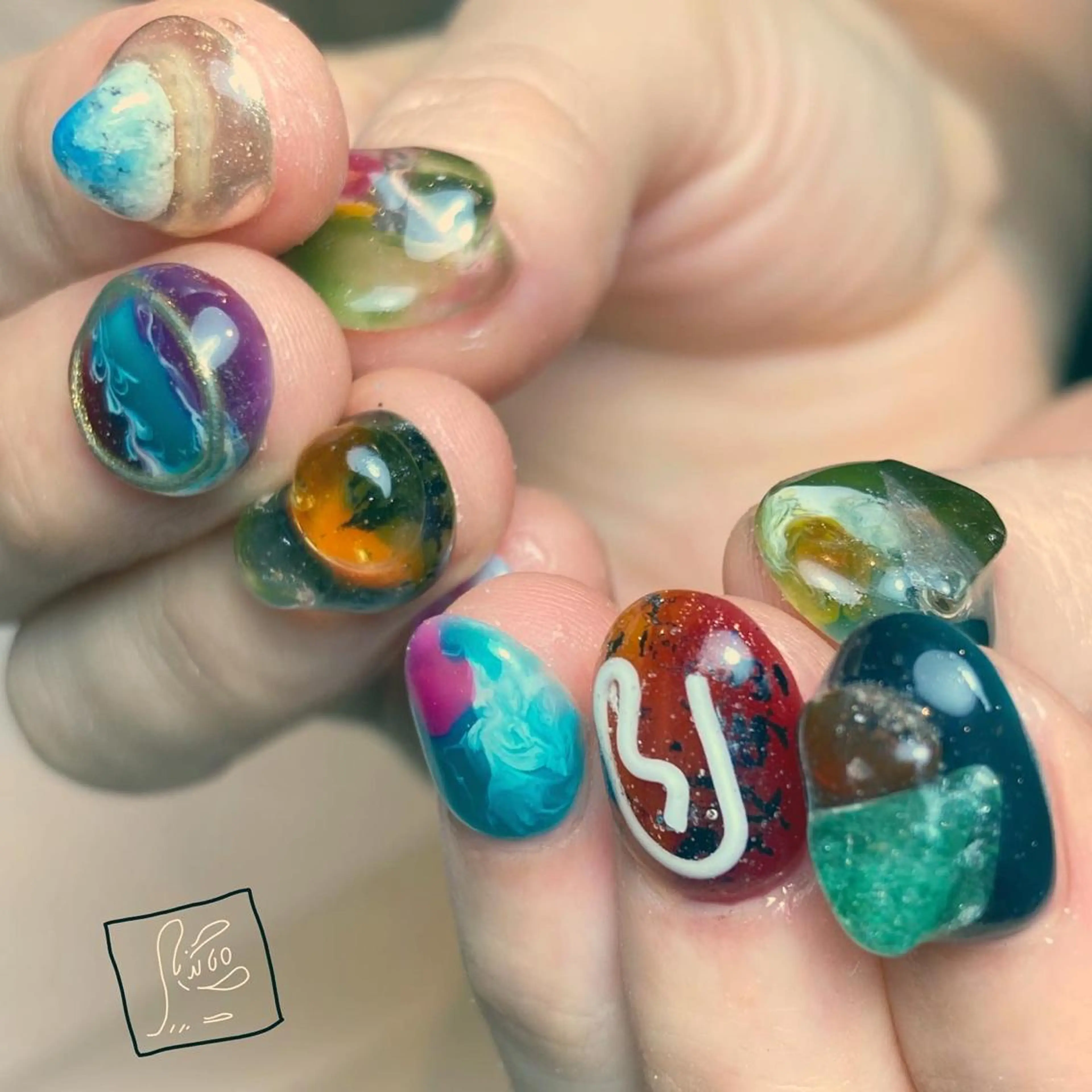 ネイル アートネイル クリアネイル フットネイル 持ち込み ニュアンスネイル ハンドネイル hamaguchi licoのネイルデザイン