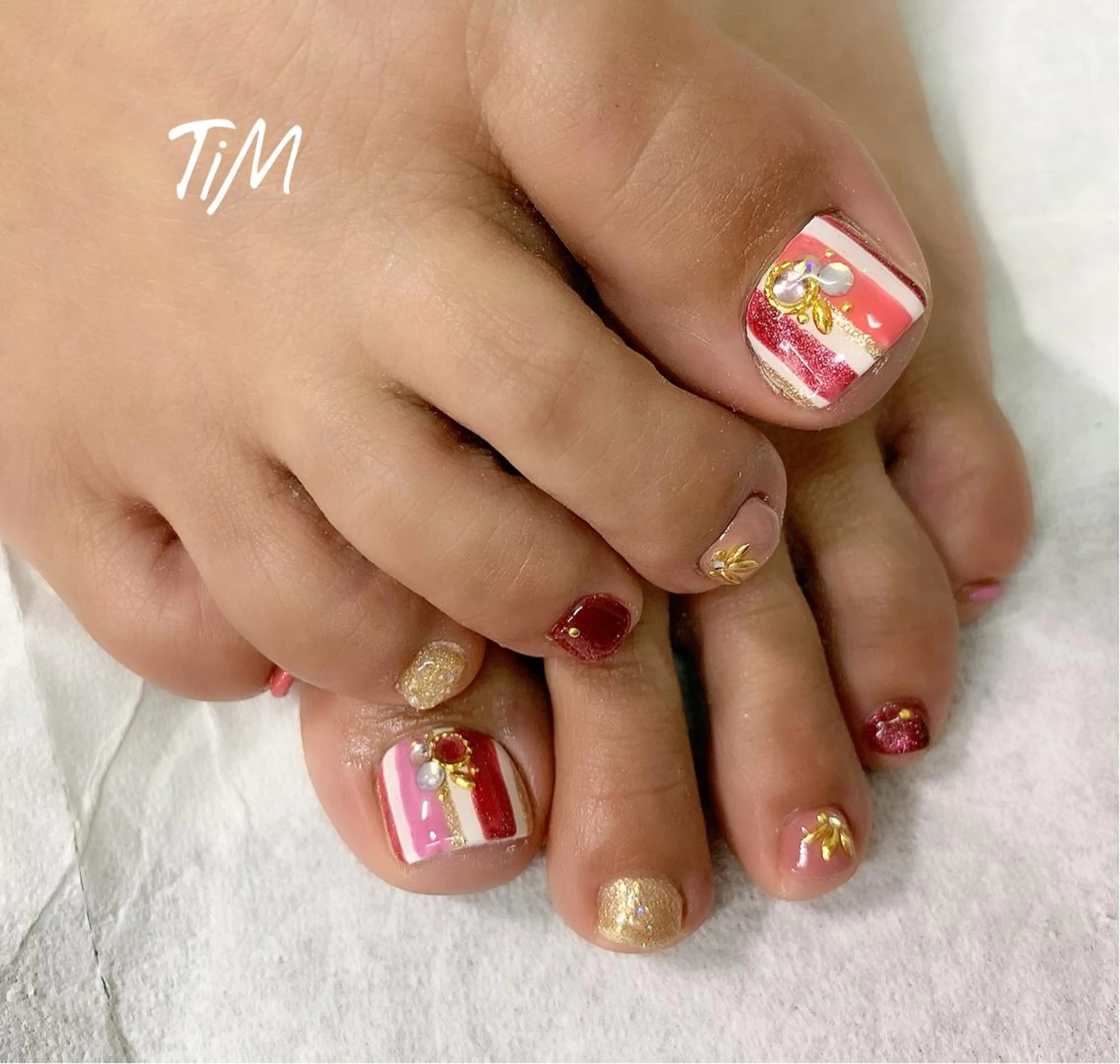 ショート ネイル ボーダー Beauty Studio TiM所属・TiM【ティム】 近鉄八尾店のマツエク・マツパデザイン