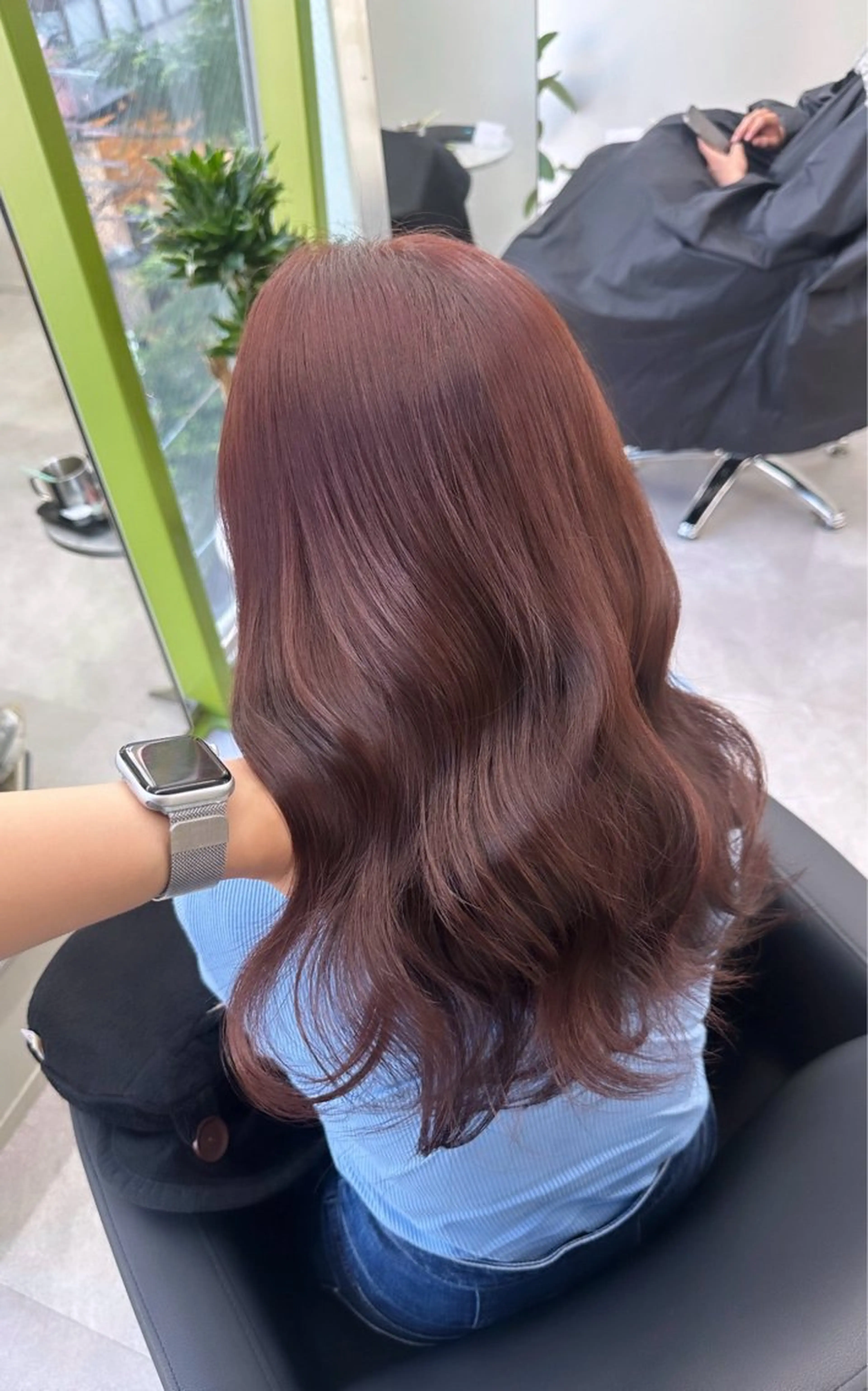 セミロング ピンクブラウン ヘアカラー トリートメント 縮毛矯正/艶カラー /髪質改善/なんばのヘアスタイル