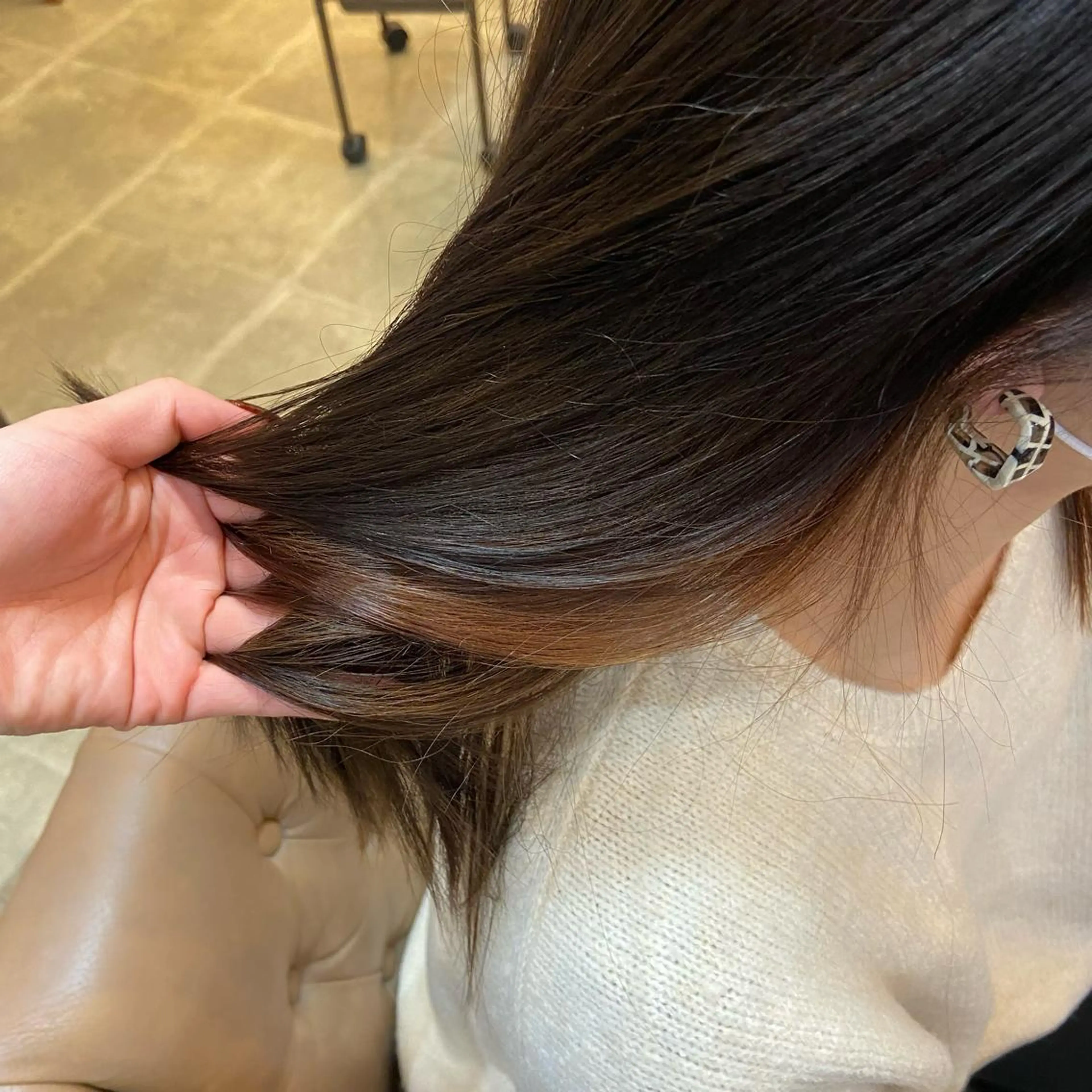 ロング カラー イヤリングカラー 松本 玲菜のヘアスタイル