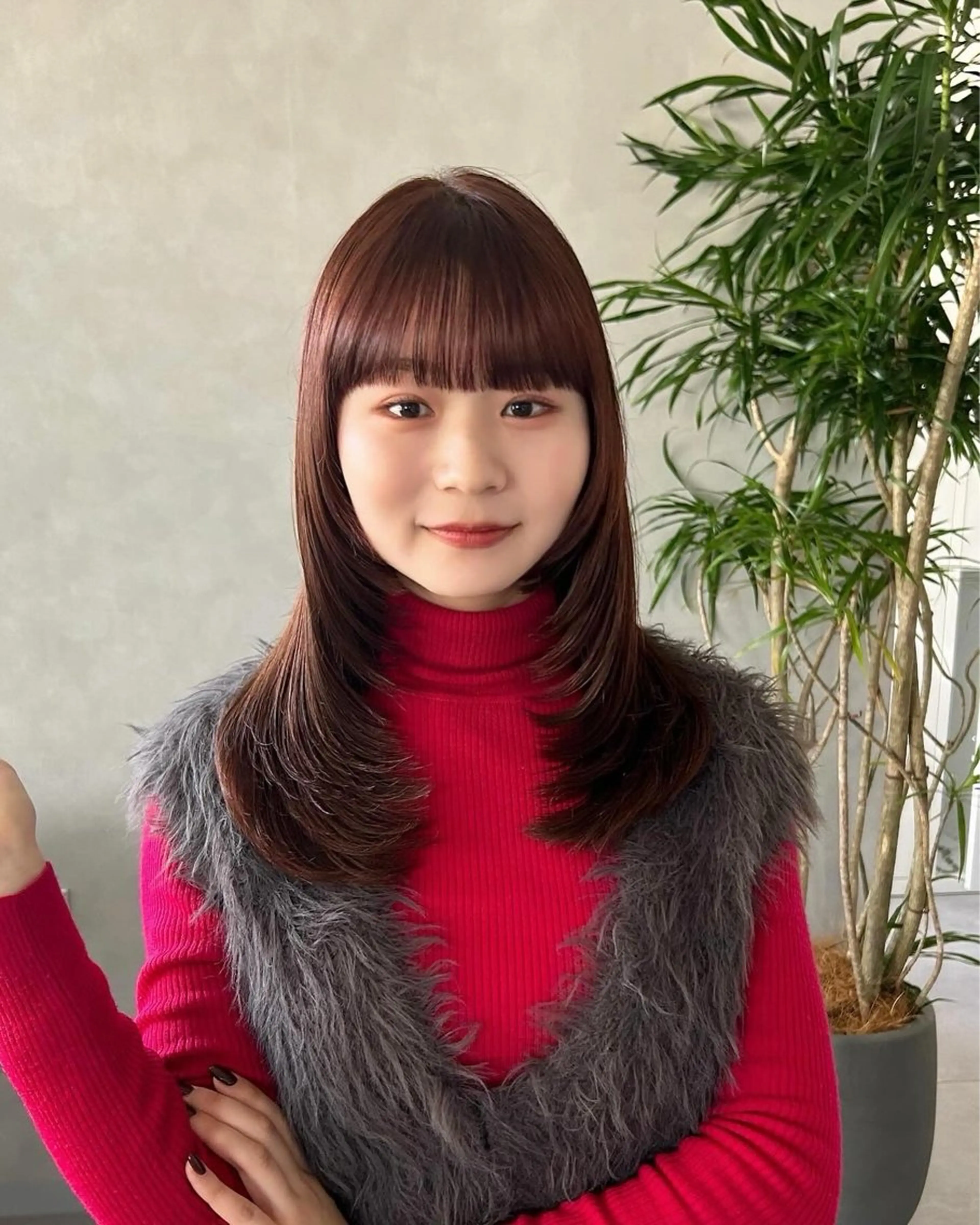 ミディアム カラー ブラウンカラー ピンクカラー ピンクブラウン レイヤーカット カット ヘアカラー トリートメント ❤️ショートカット ・顔周りカット❤️のヘアスタイル