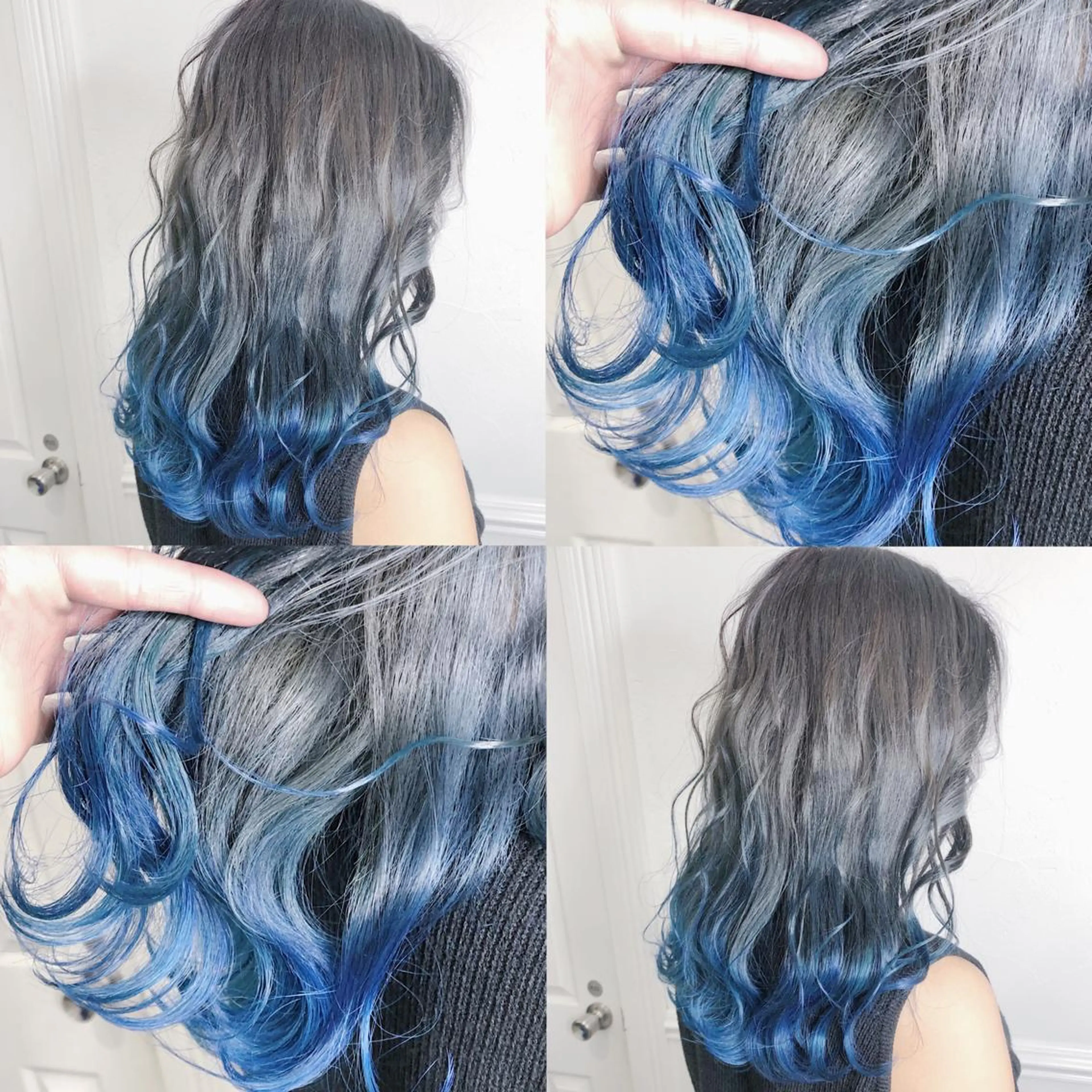 ロング カラー ヘアアレンジ メンズ キッズ ブルーカラー グラデーションカラー ヘアカラー トリートメント 💟Chloe原宿店 🩶ハイトーンのヘアスタイル