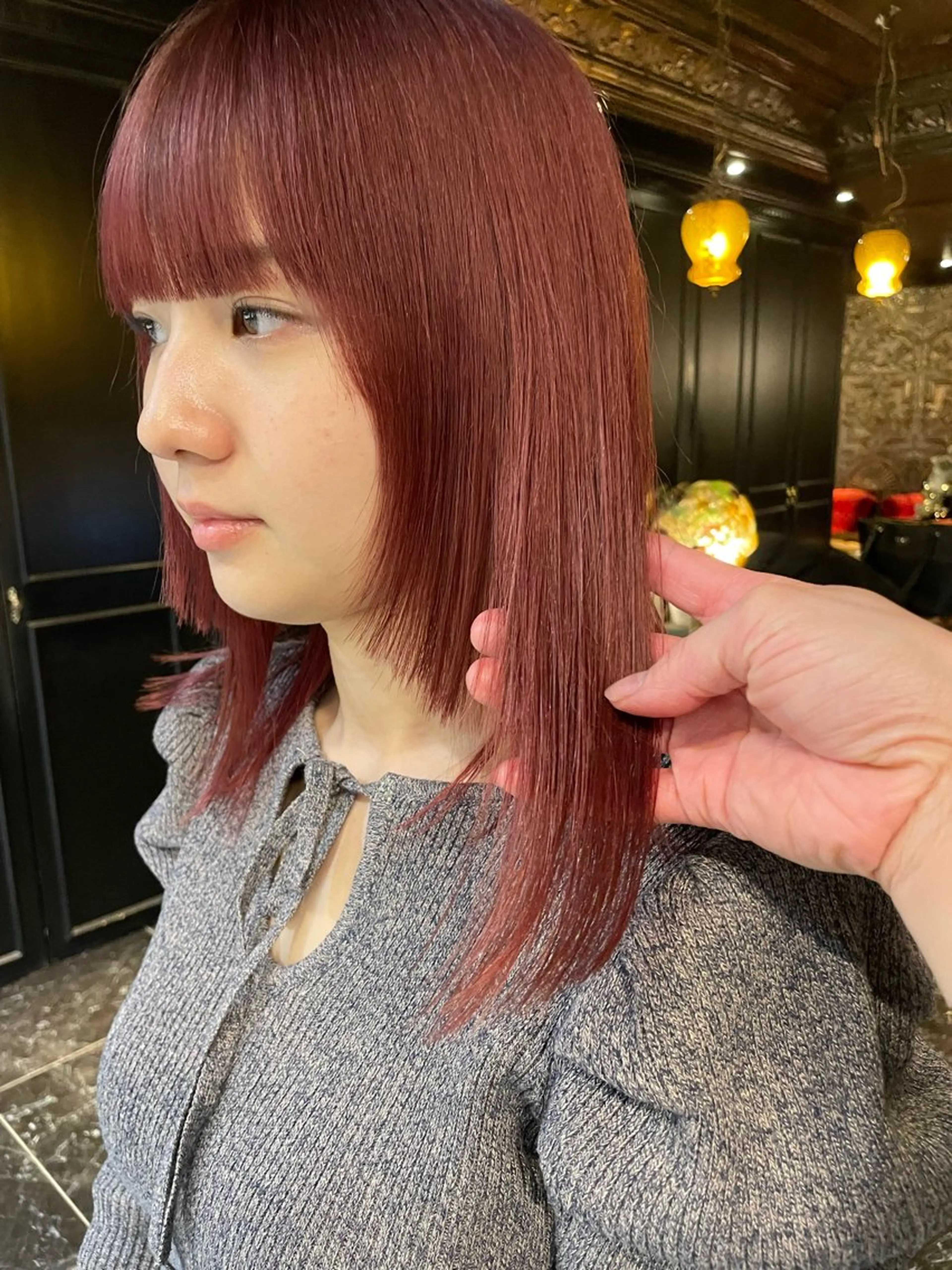 セミロング カラー パーマ ヘアアレンジ レイヤー/ 透明感カラー/マドカのヘアスタイル