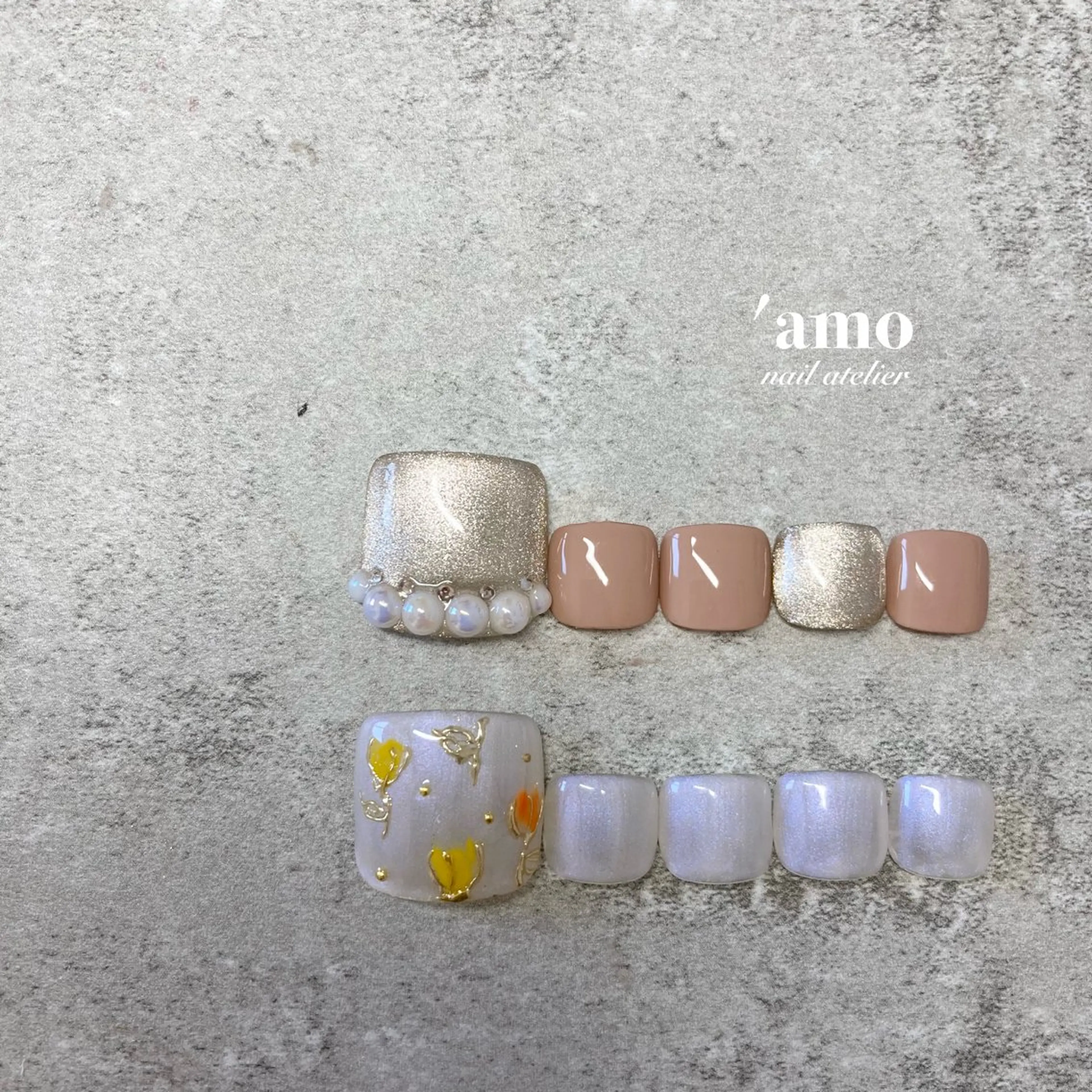 ネイル フットネイル ジェルネイル ニュアンスネイル パラジェル 'amo nail atelierのネイルデザイン